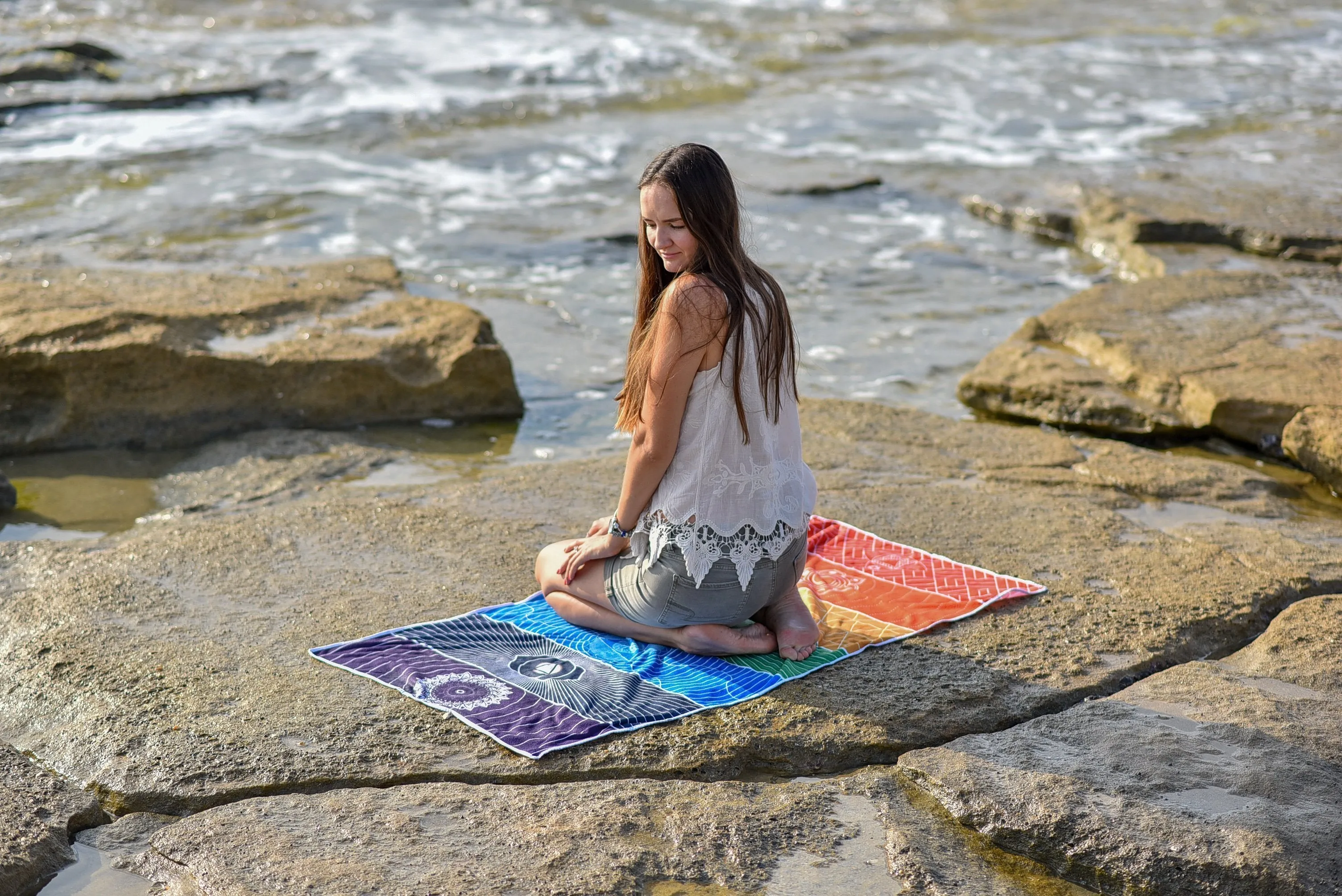7 Chakra Towel Body Meditation Balancing Earth Yoga Towel