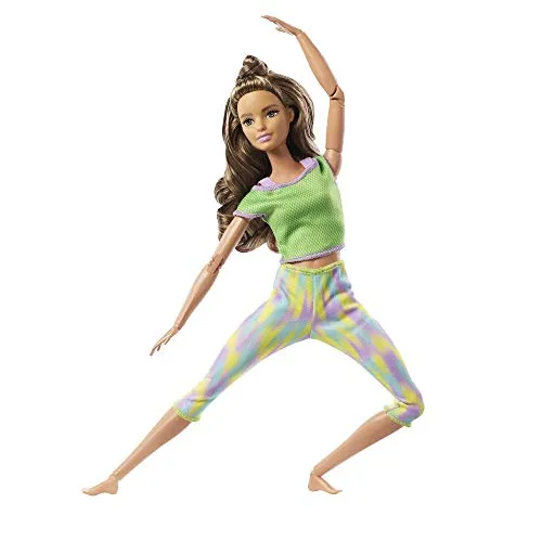 Barbie Made to Move Doll with 22 Flexible Joints Long Wavy Brunette Hair
