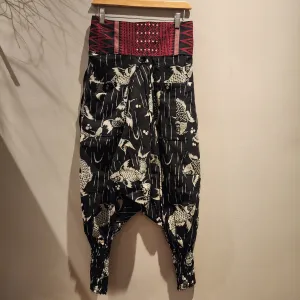 Black Big Koi Long Ninja Pants
