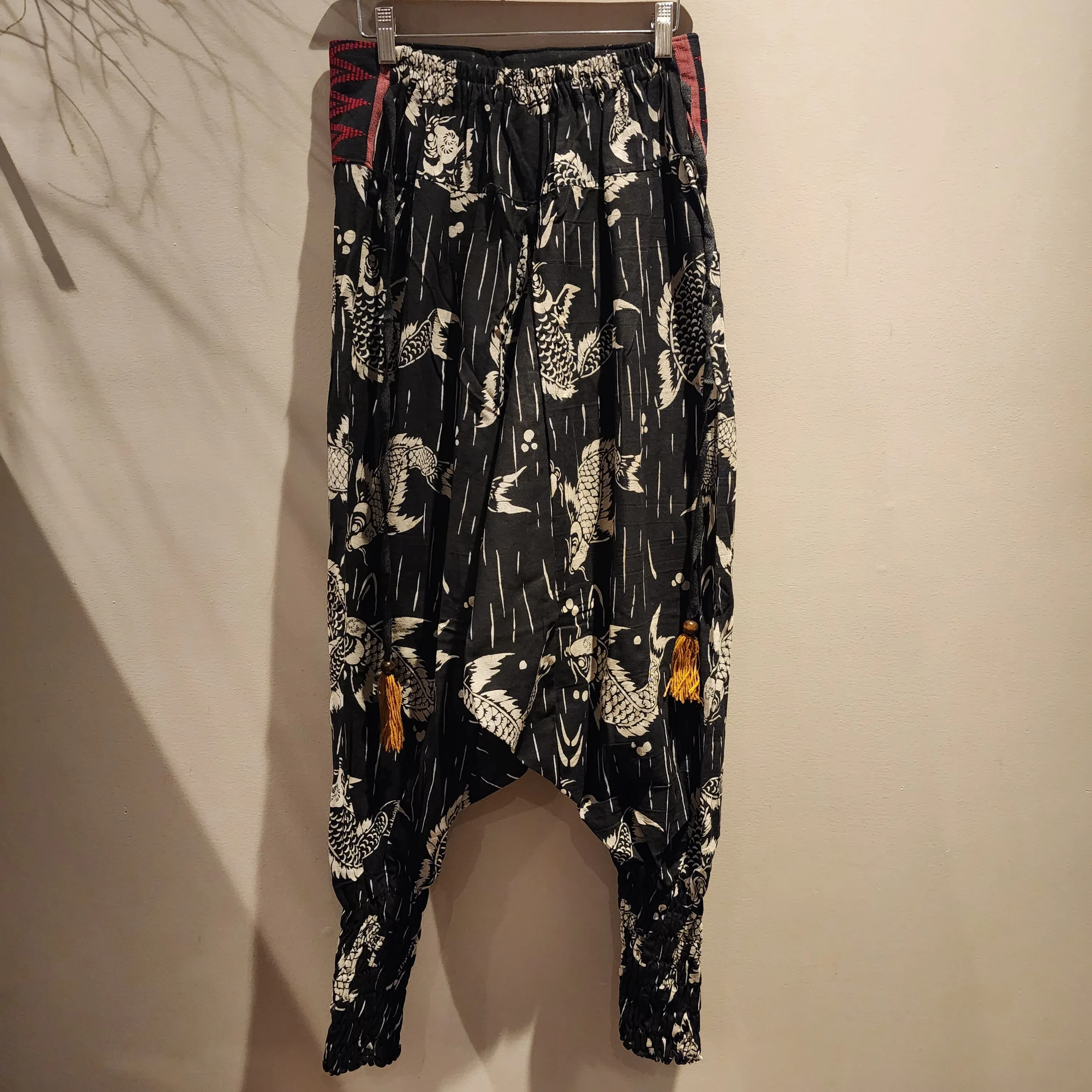 Black Big Koi Long Ninja Pants