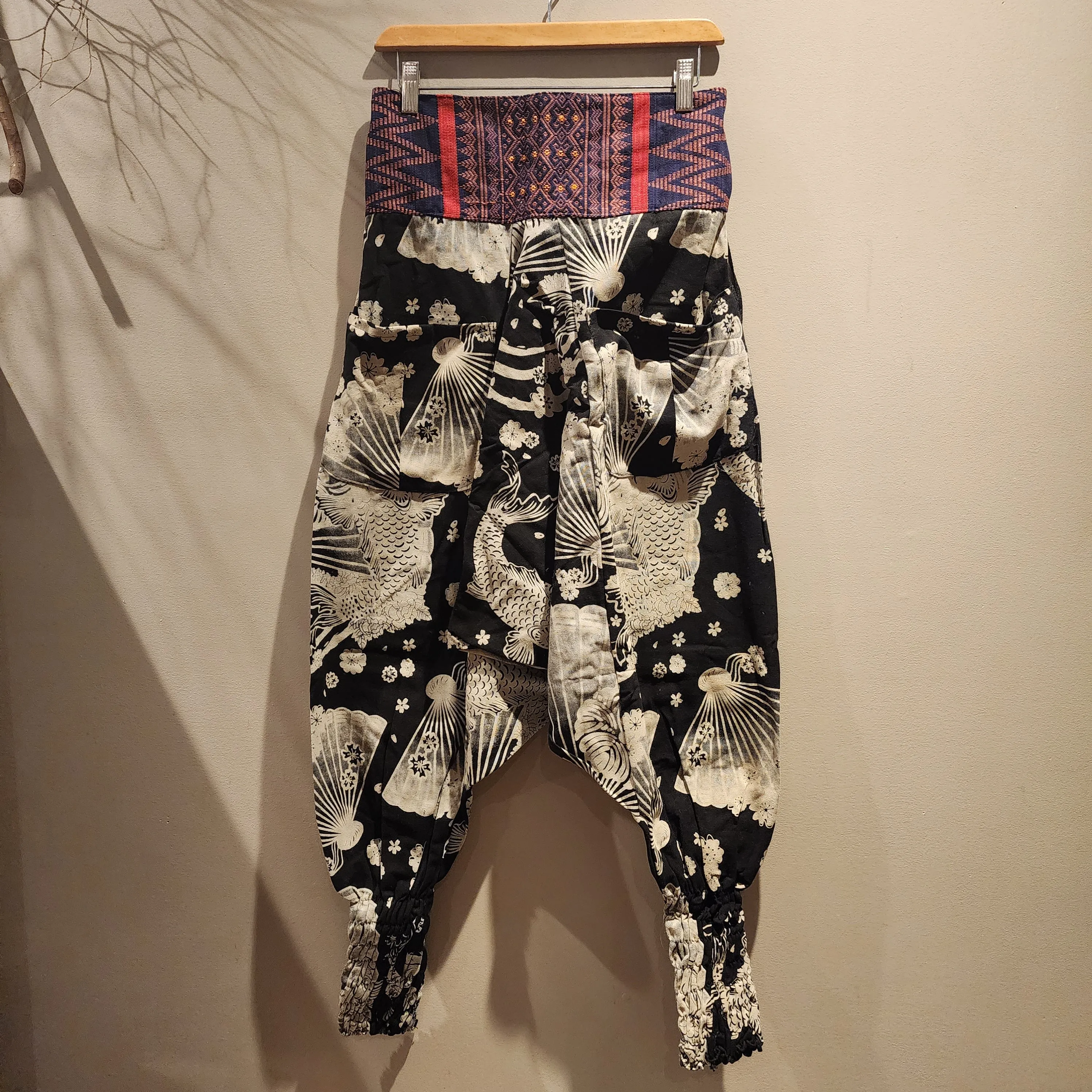 Black Fan Koi Long Ninja Pants