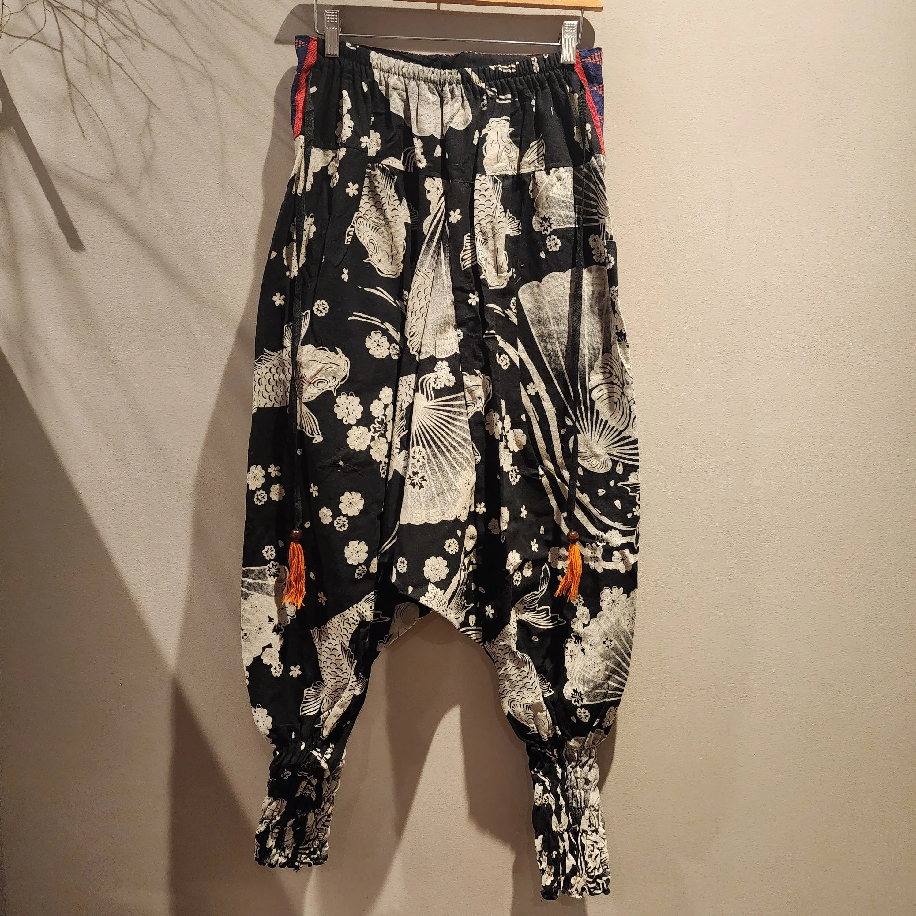 Black Fan Koi Long Ninja Pants