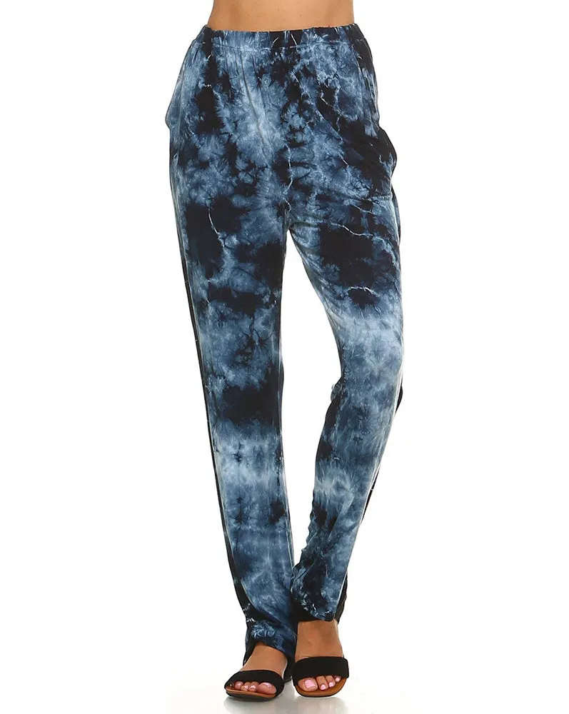 Blue Cloud Tie Dye Lounge Pants with Inverted Seam Stitch