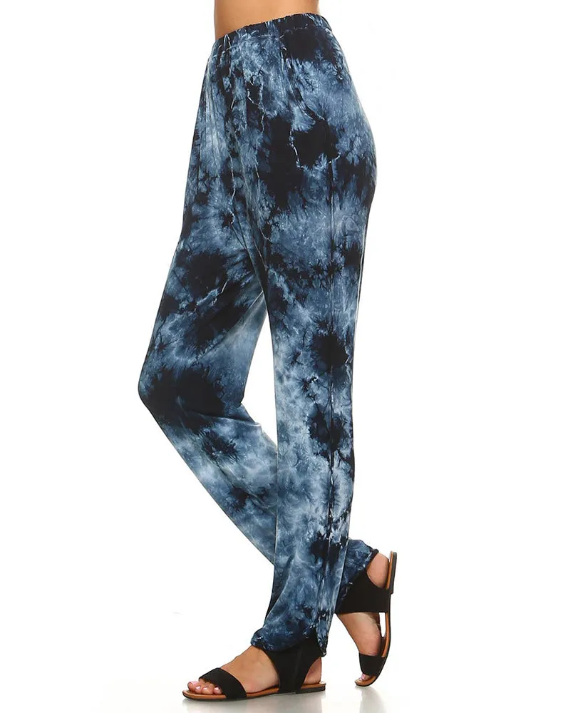 Blue Cloud Tie Dye Lounge Pants with Inverted Seam Stitch