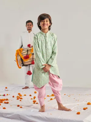 Boys Embroidered Regular Kurta With Dhoti Pants