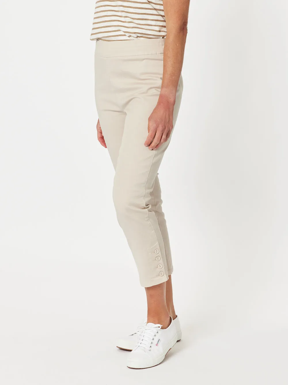 Charlie Cotton Twill Stretch Capri Pant - Natural