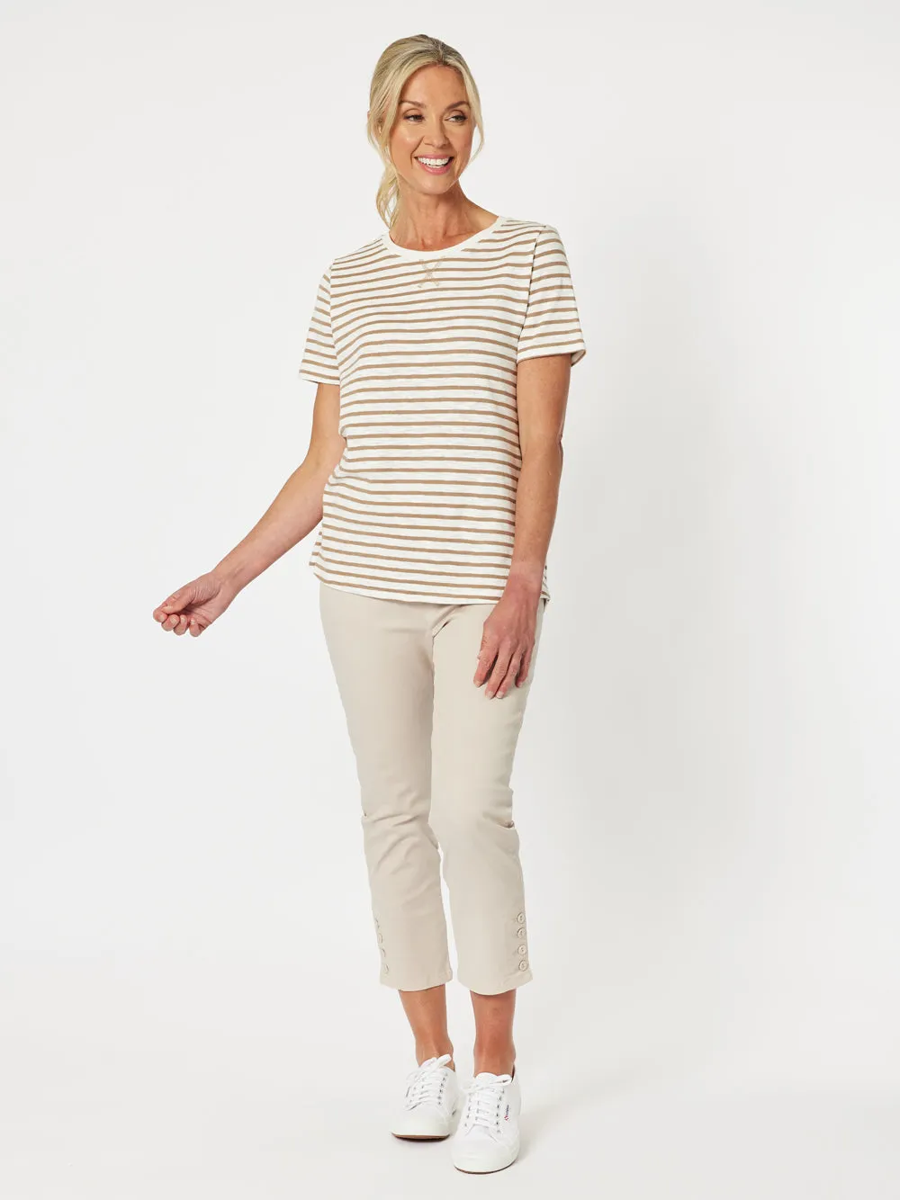 Charlie Cotton Twill Stretch Capri Pant - Natural