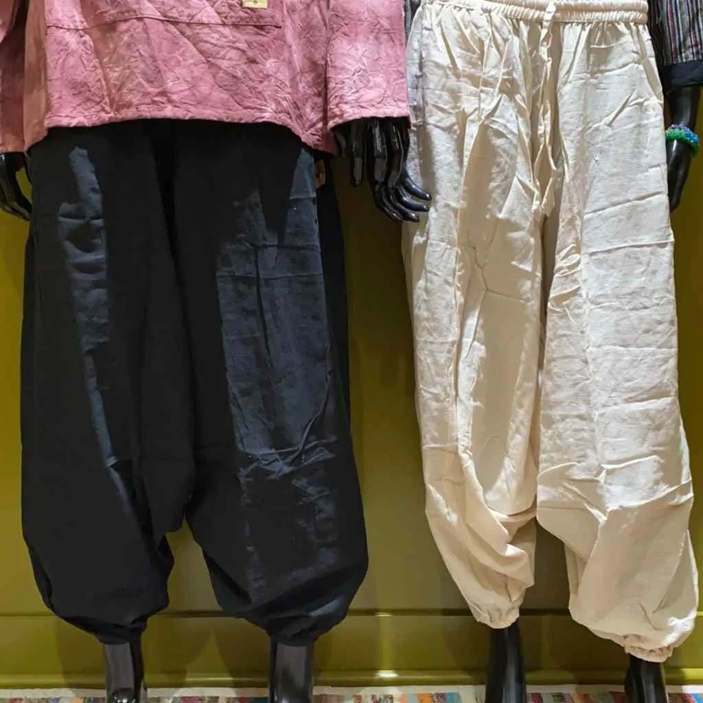 Cotton Harem Pants - Solid Color