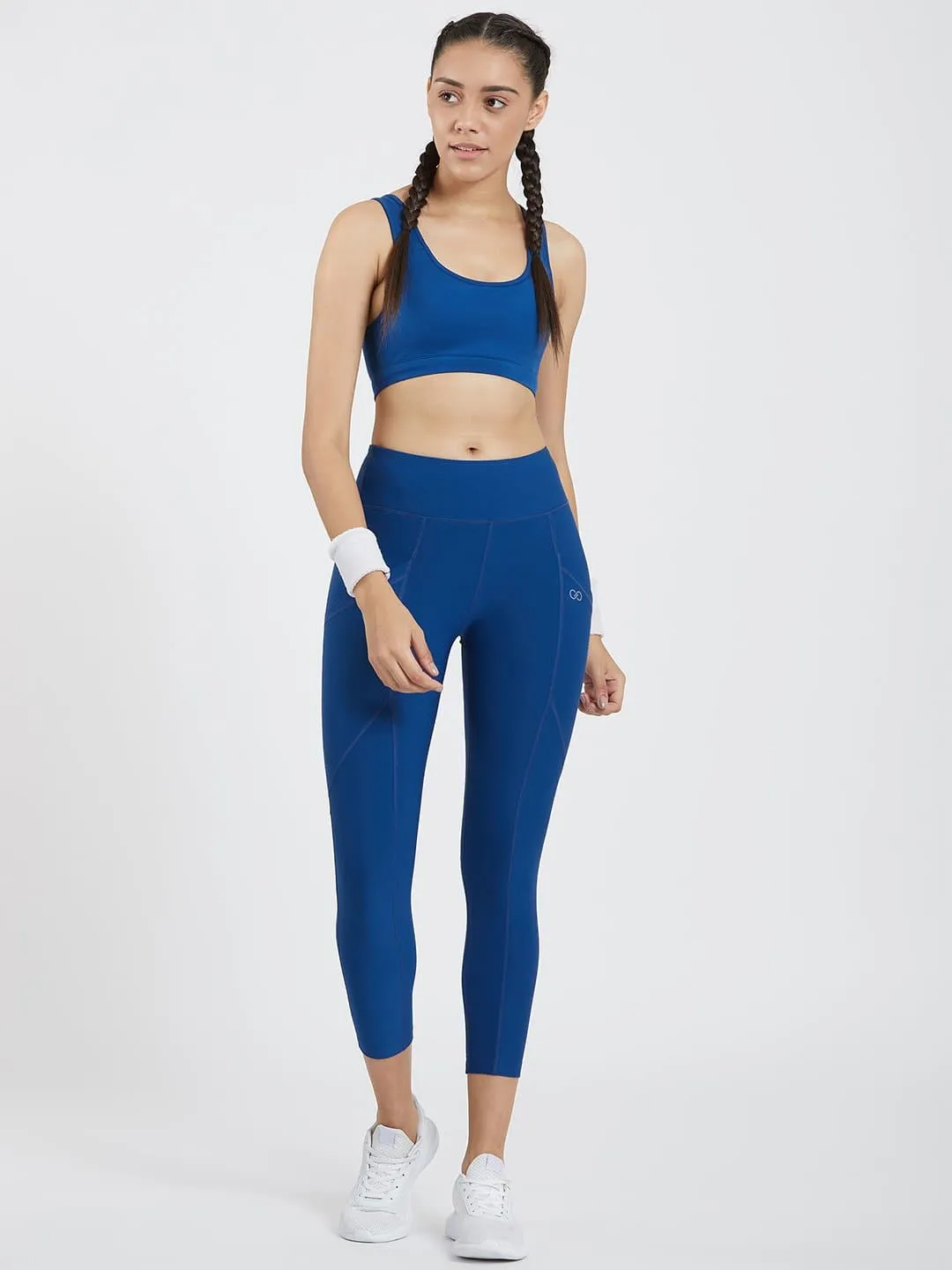 Creeluxe Fierce Denim Blue Ankle Length Pocket Leggings