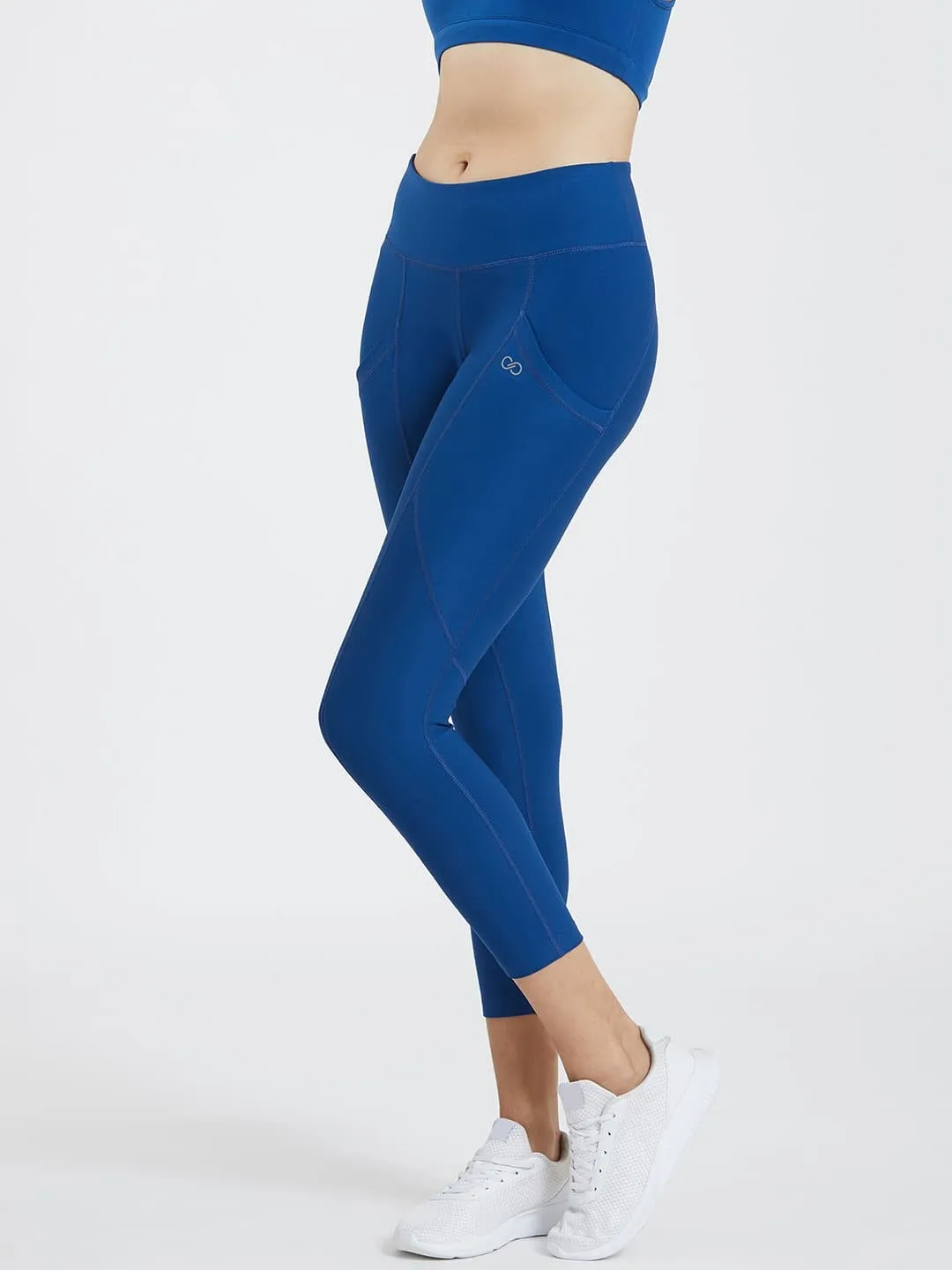 Creeluxe Fierce Denim Blue Ankle Length Pocket Leggings