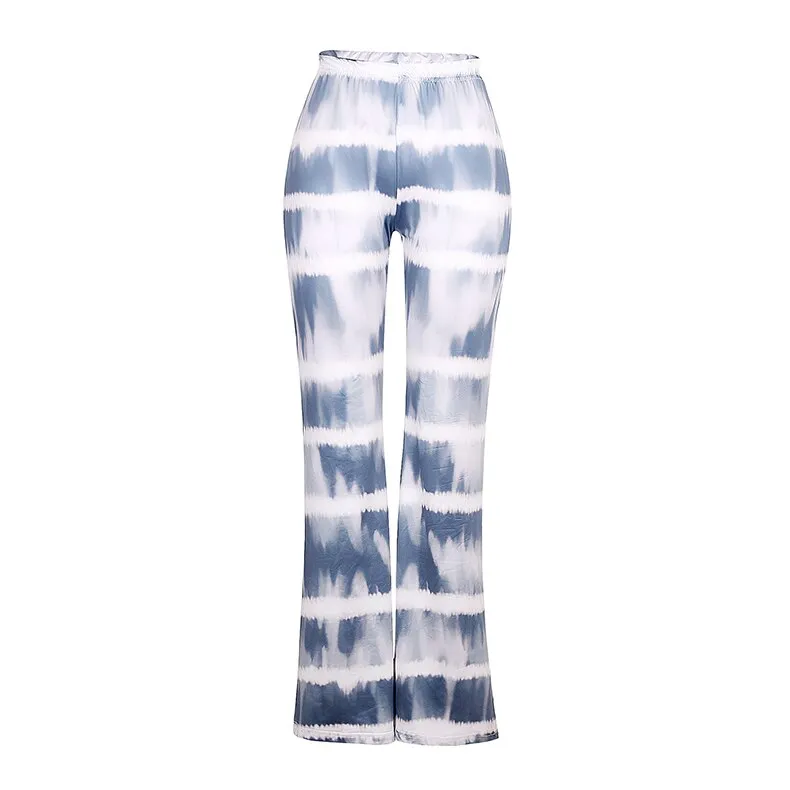 Fashionkova AA Women's Flared Pants High-Waist Trousers Stripes Casual Loose Slimming Pants Summer Bottoms