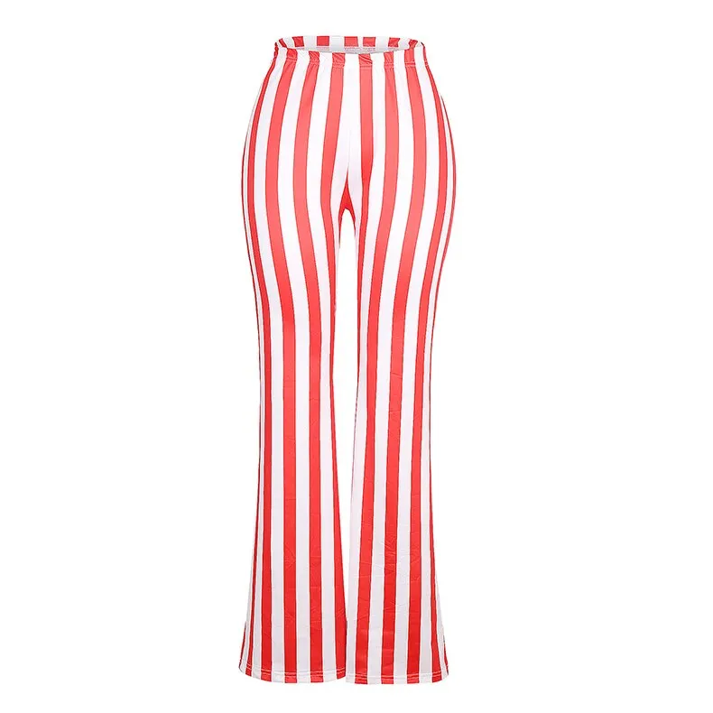 Fashionkova AA Women's Flared Pants High-Waist Trousers Stripes Casual Loose Slimming Pants Summer Bottoms
