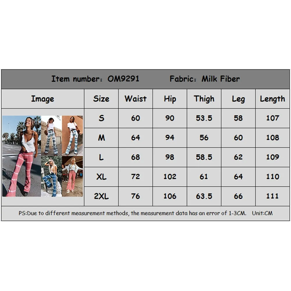 Fashionkova AA Women's Flared Pants High-Waist Trousers Stripes Casual Loose Slimming Pants Summer Bottoms