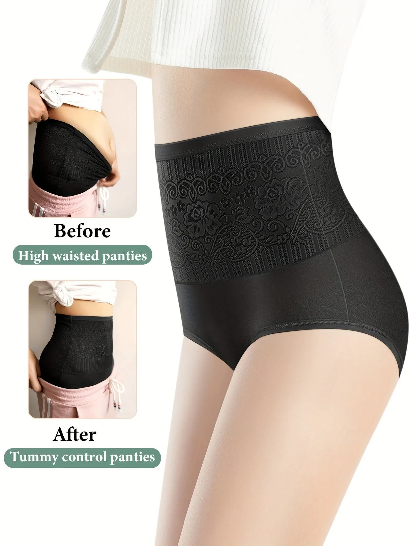 Flattering 4pcs Jacquard Tummy Control Panties for Women