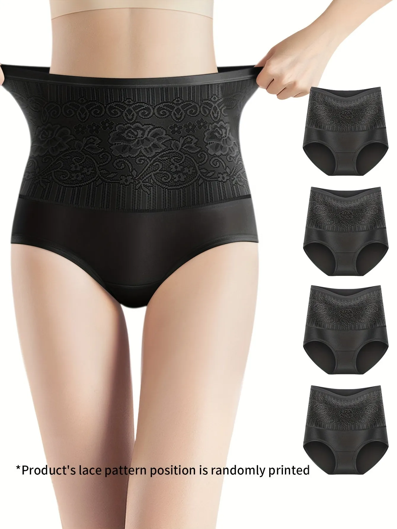 Flattering 4pcs Jacquard Tummy Control Panties for Women