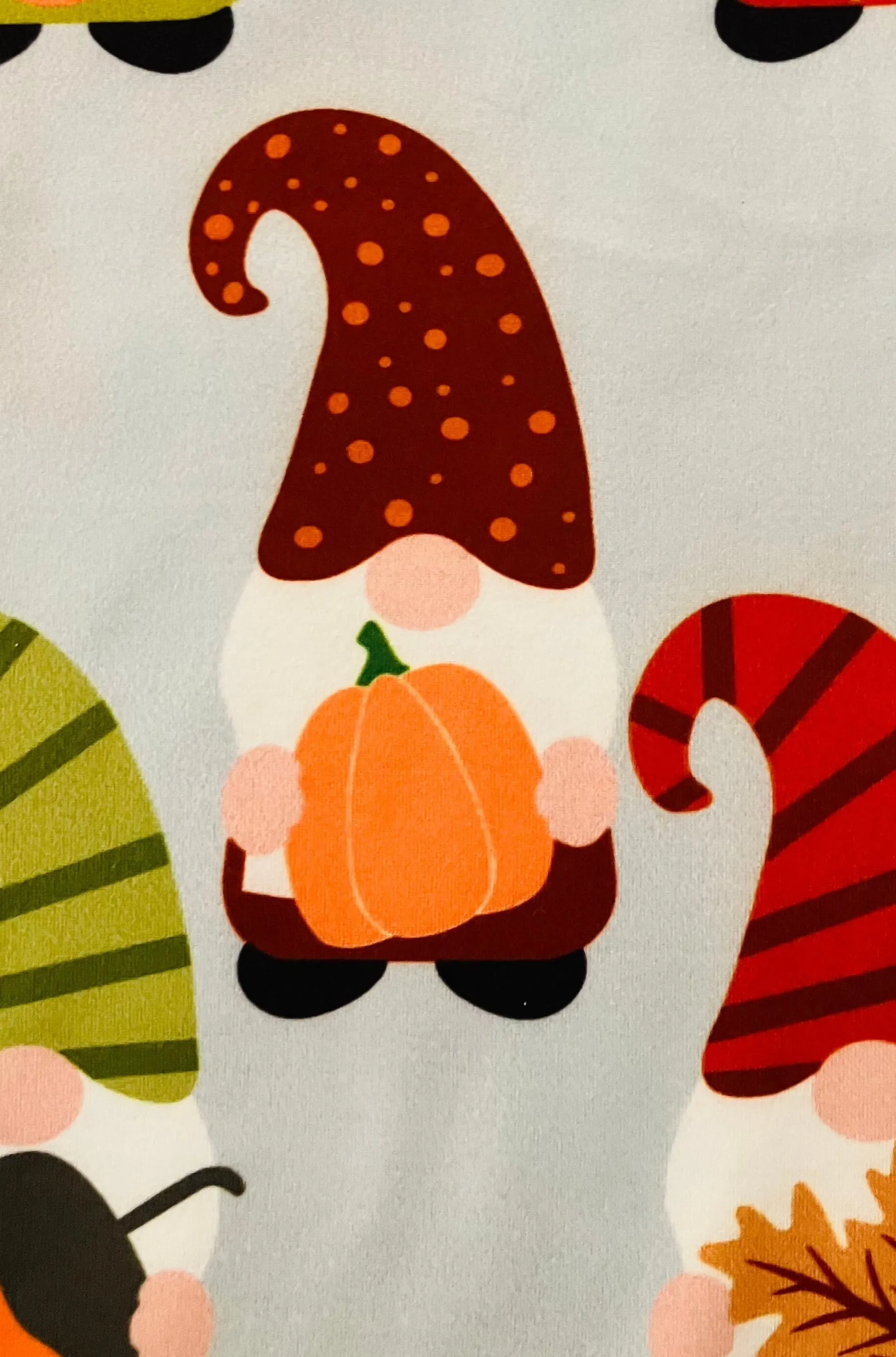 Girls Thanksgiving Gnome Pumpkin Leggings, Kids Yoga Pants, Sizes S/L, Yoga Waist, Gray/Orange, Exclusive Leggings