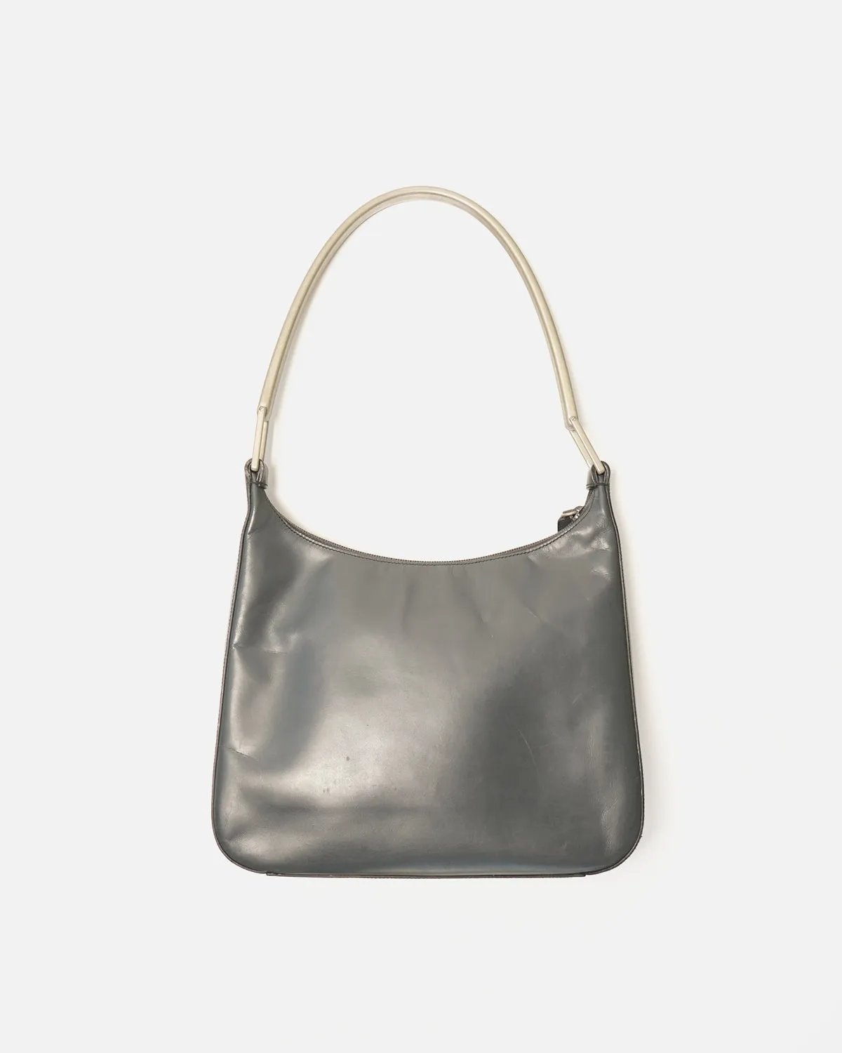 Gray Leather One Shoulder Bag