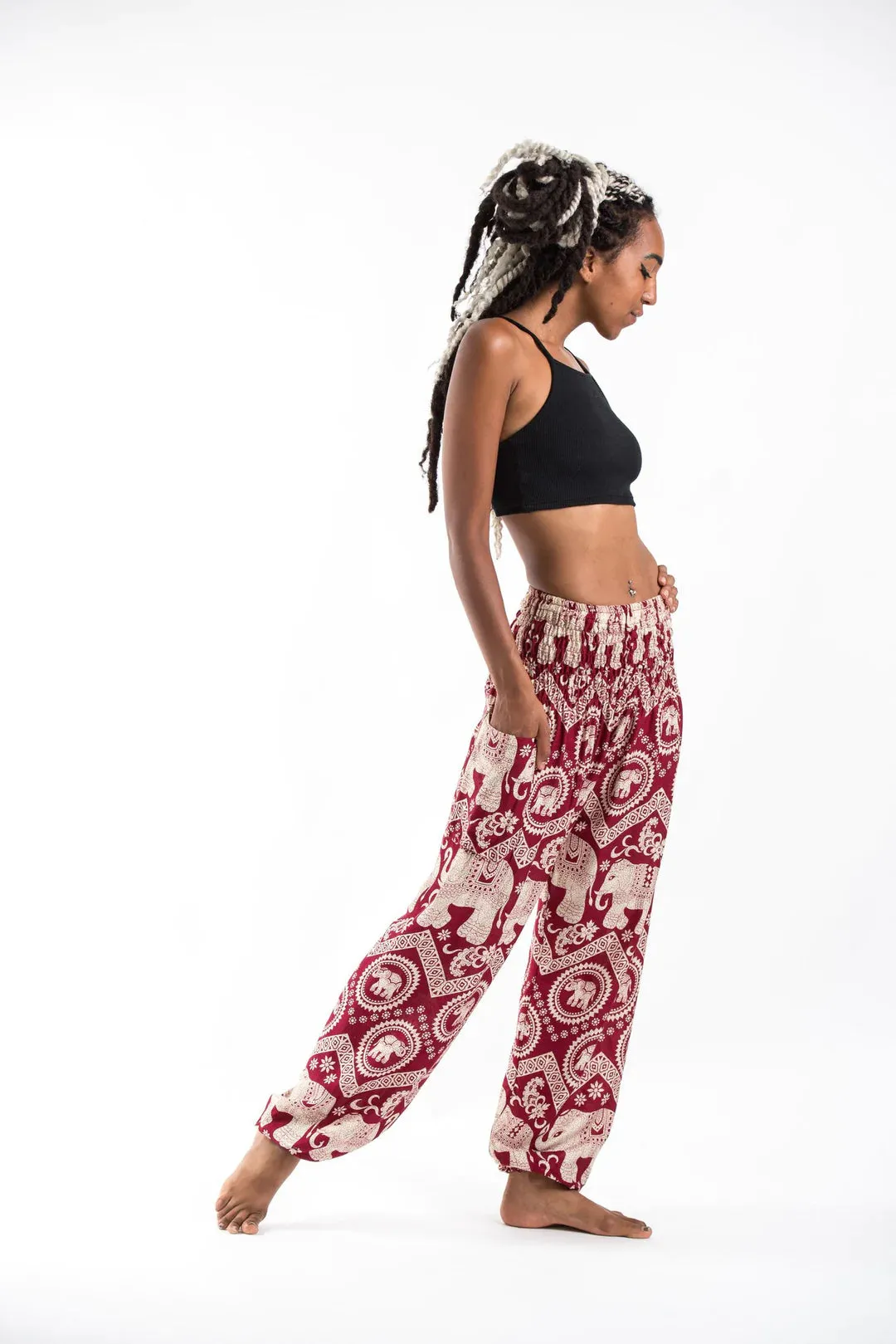 Imperial Red  Elephant Unisex Pants, Thailand