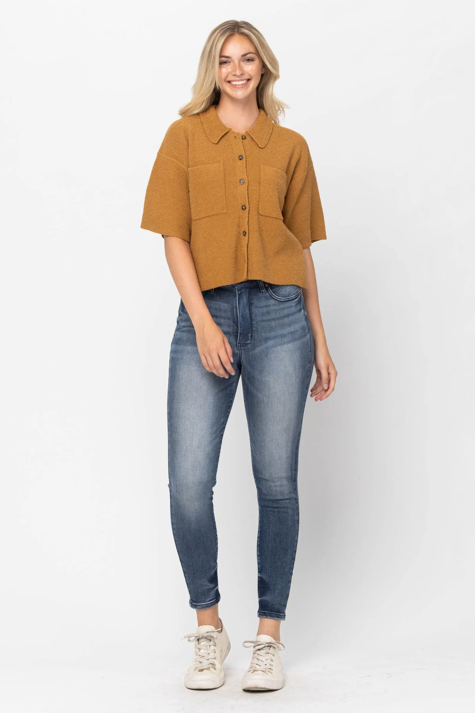 Judy Blue High-Waist Tummy-Control Skinny Jeans with Contrast Wash - 88525