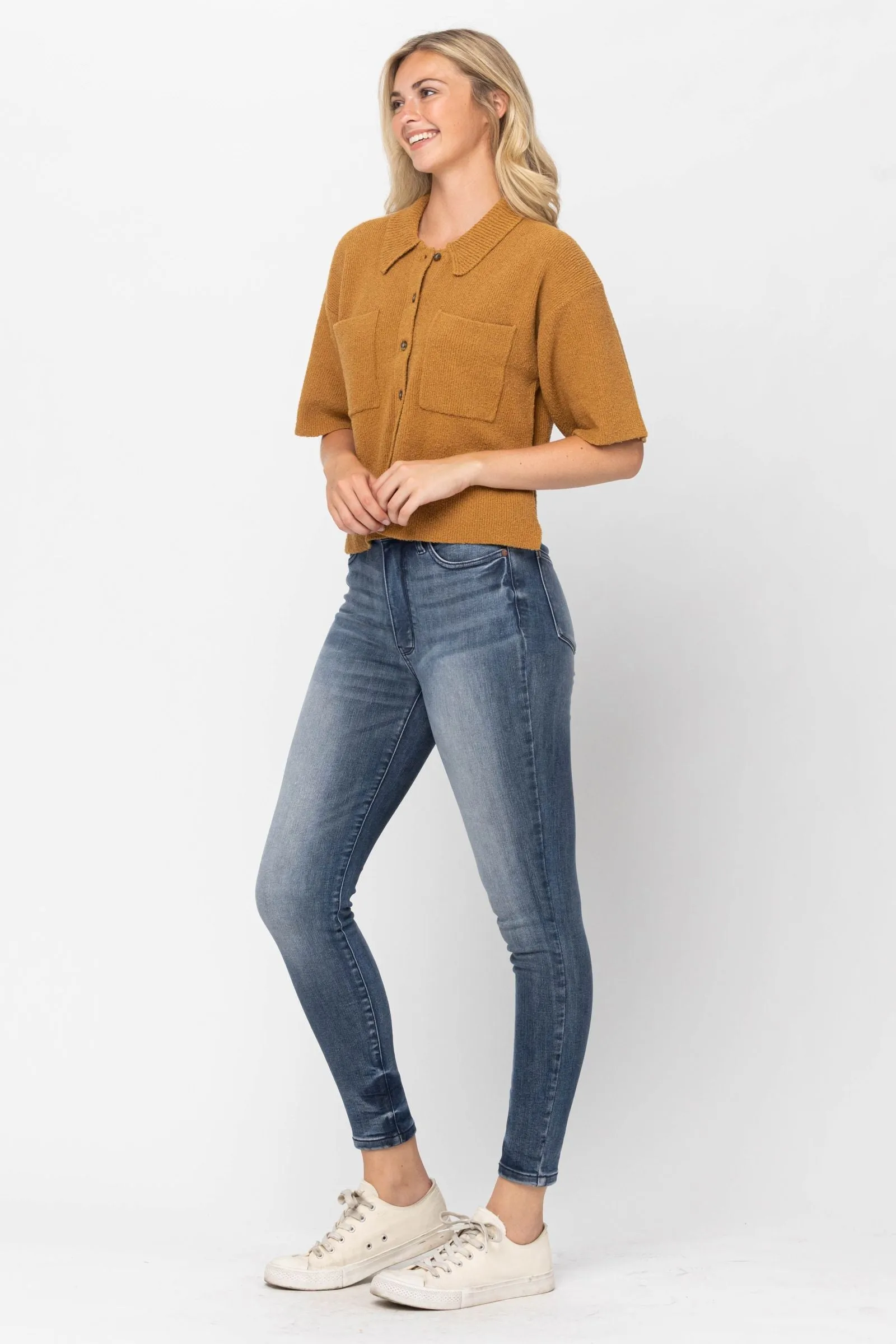 Judy Blue High-Waist Tummy-Control Skinny Jeans with Contrast Wash - 88525