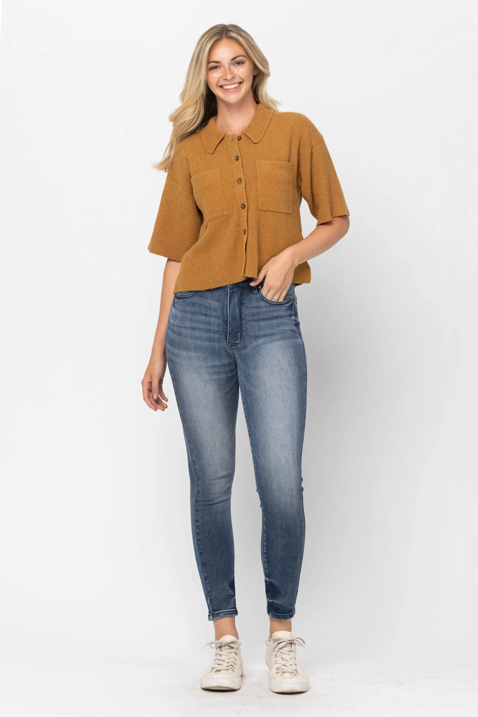 Judy Blue High-Waist Tummy-Control Skinny Jeans with Contrast Wash - 88525