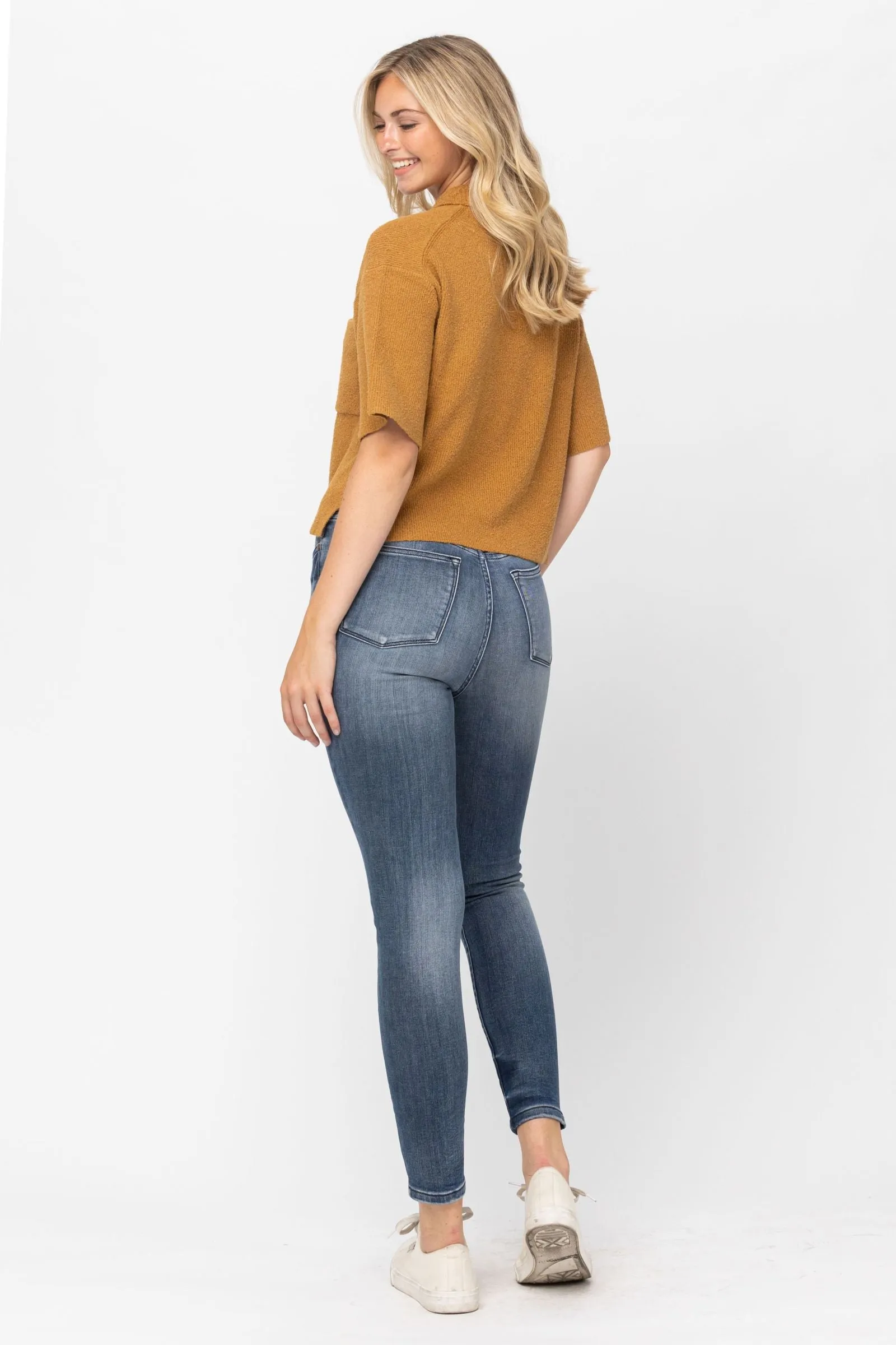 Judy Blue High-Waist Tummy-Control Skinny Jeans with Contrast Wash - 88525