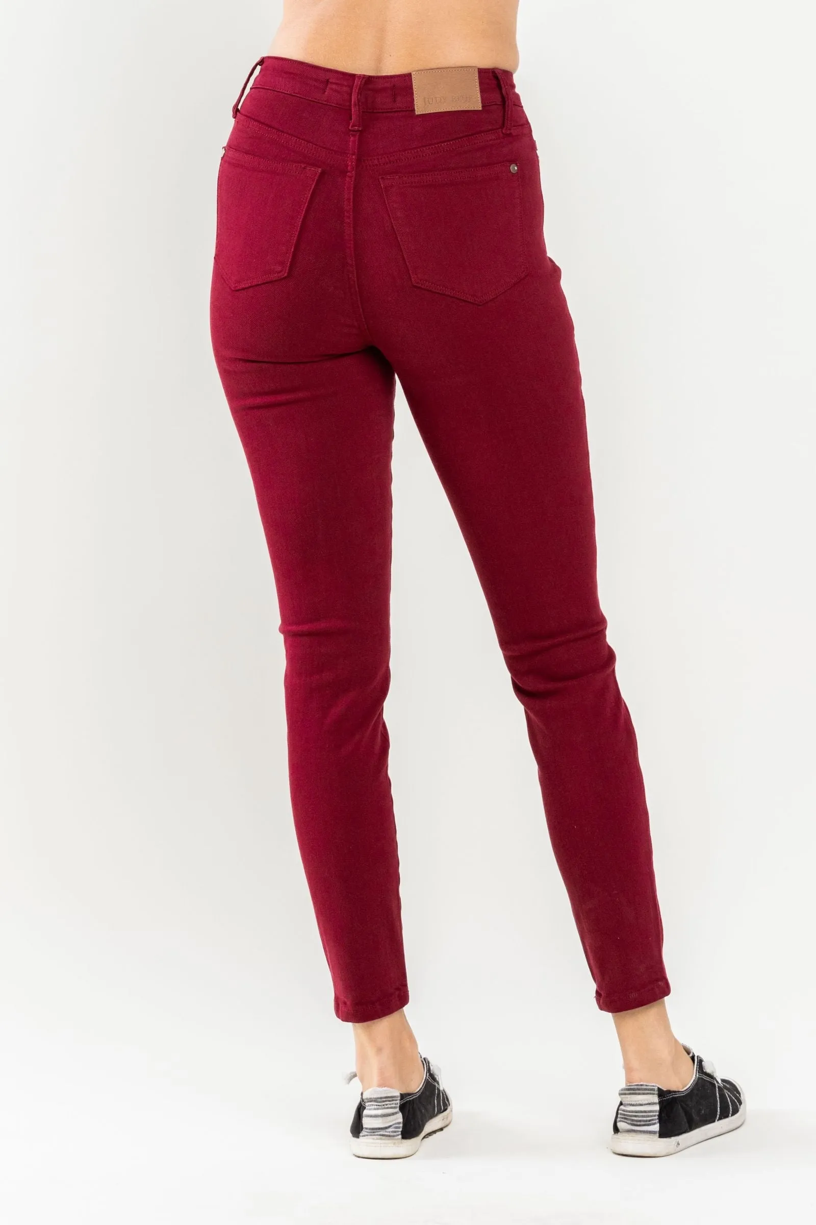 Judy Blue High Waist Tummy Control Garment Dyed Scarlet Skinny Denim 88760