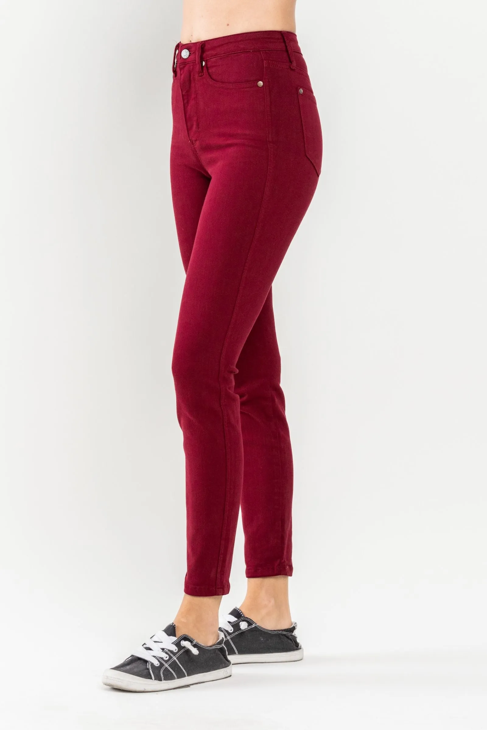 Judy Blue High Waist Tummy Control Garment Dyed Scarlet Skinny Denim 88760