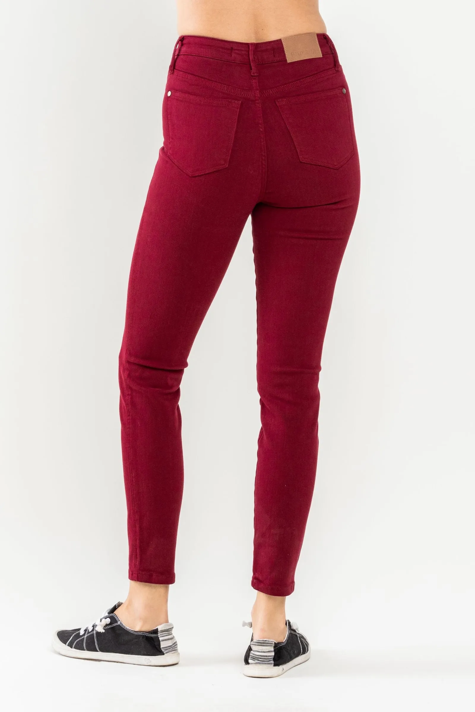 Judy Blue High Waist Tummy Control Garment Dyed Scarlet Skinny Denim 88760