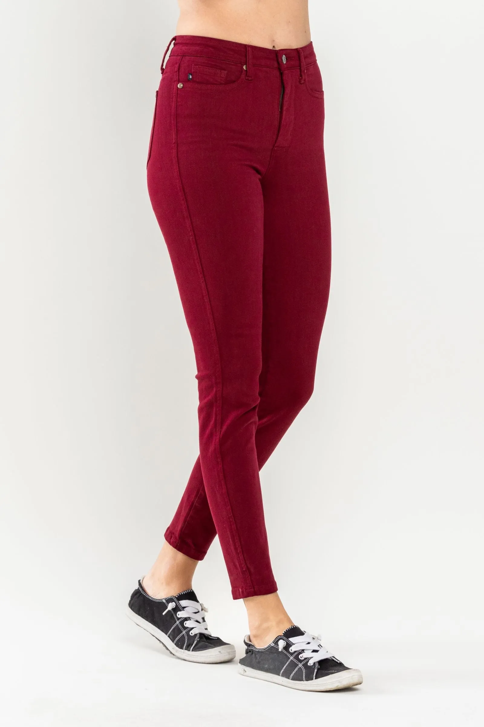 Judy Blue High Waist Tummy Control Garment Dyed Scarlet Skinny Denim 88760