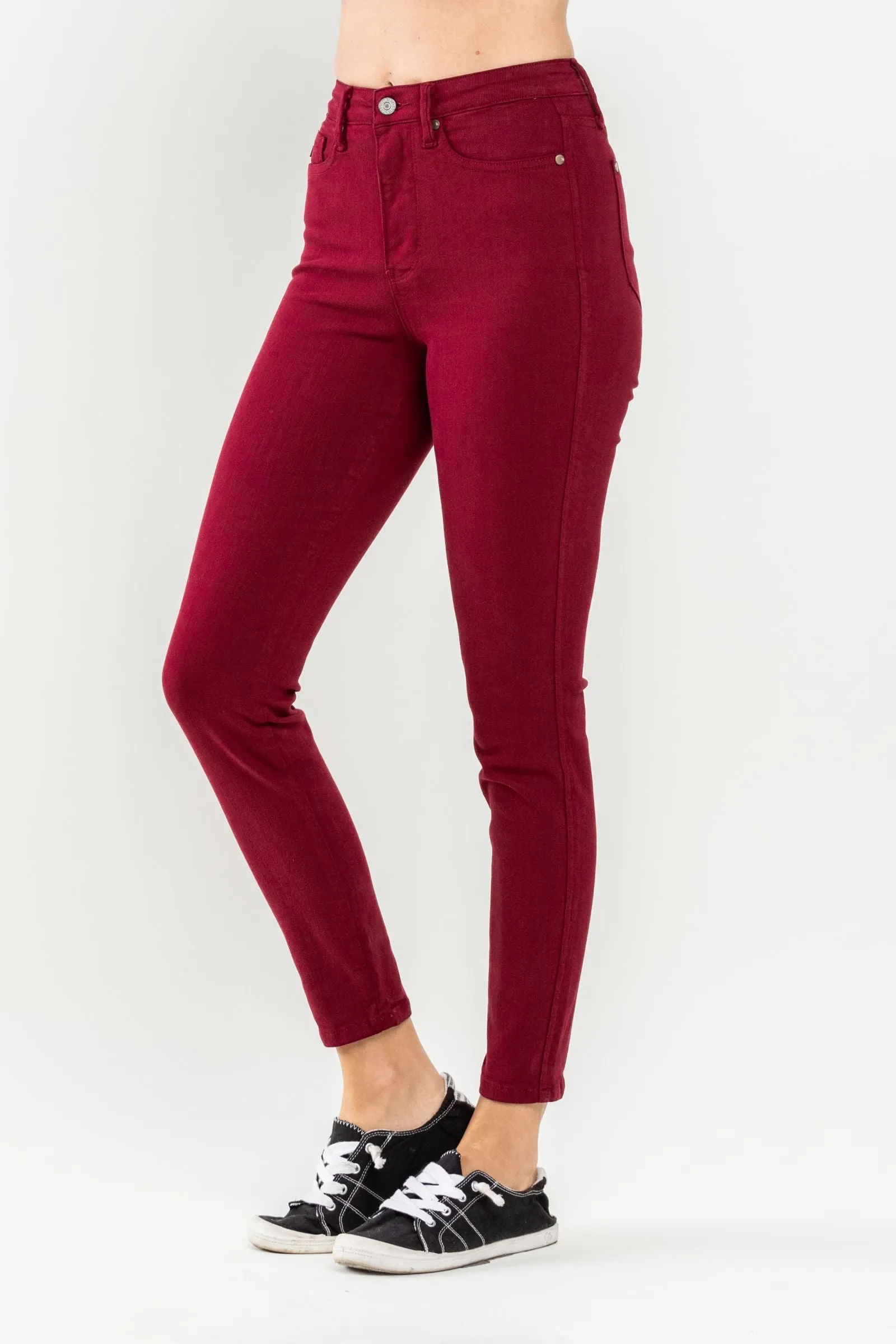Judy Blue High Waist Tummy Control Garment Dyed Scarlet Skinny Denim 88760