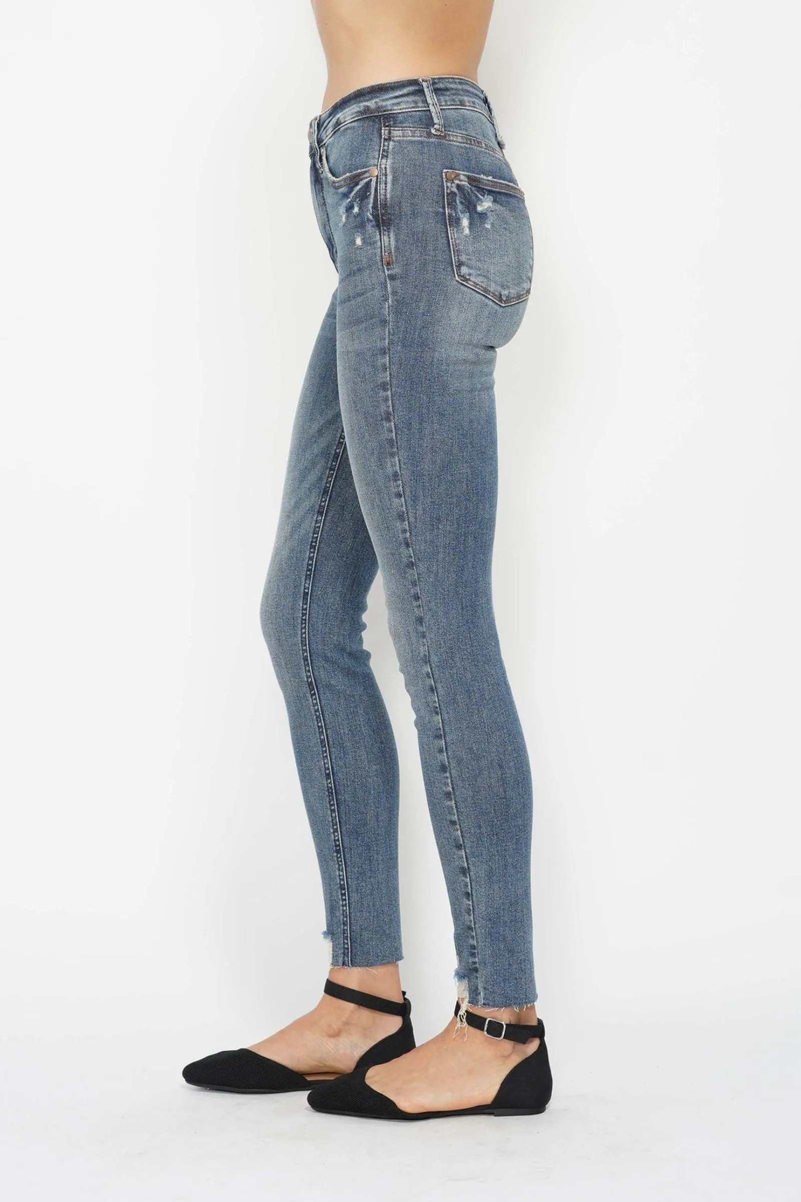 Judy Blue High Waist Tummy Control Vintage Wash Destroy Skinny Denim 88769