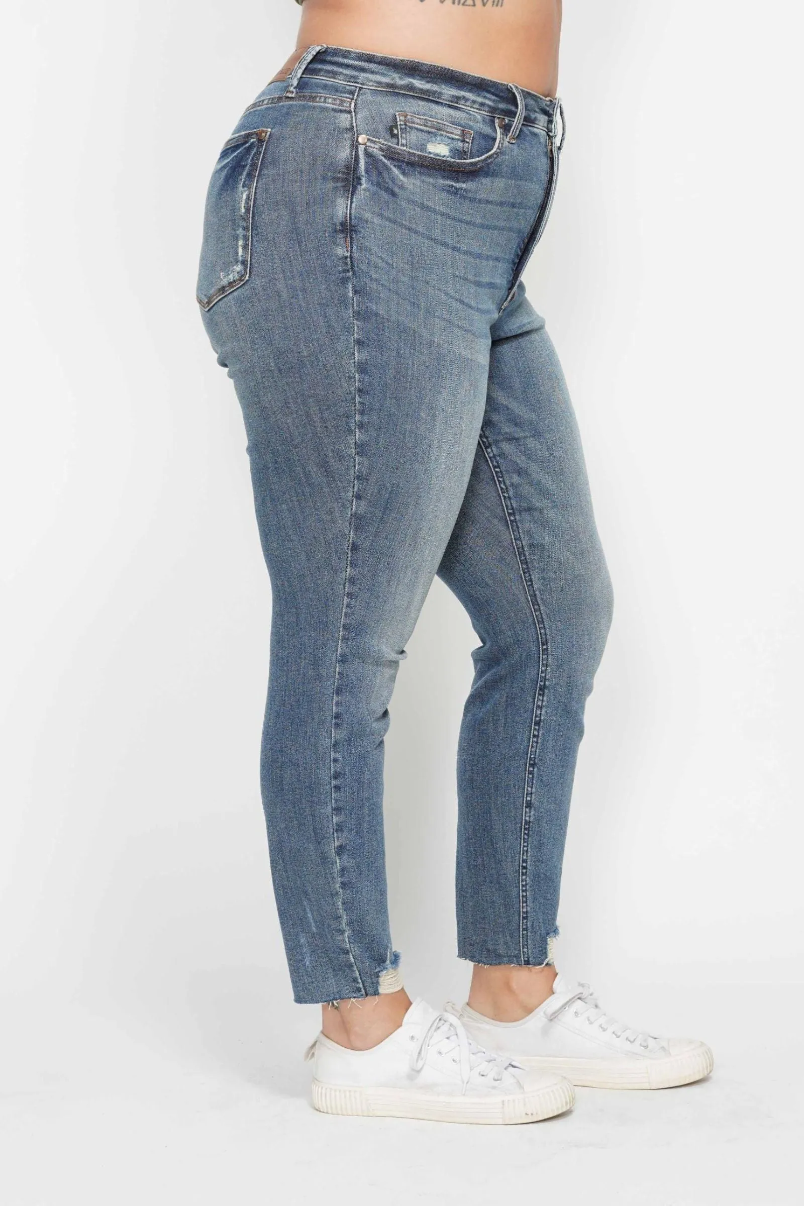 Judy Blue High Waist Tummy Control Vintage Wash Destroy Skinny Denim 88769