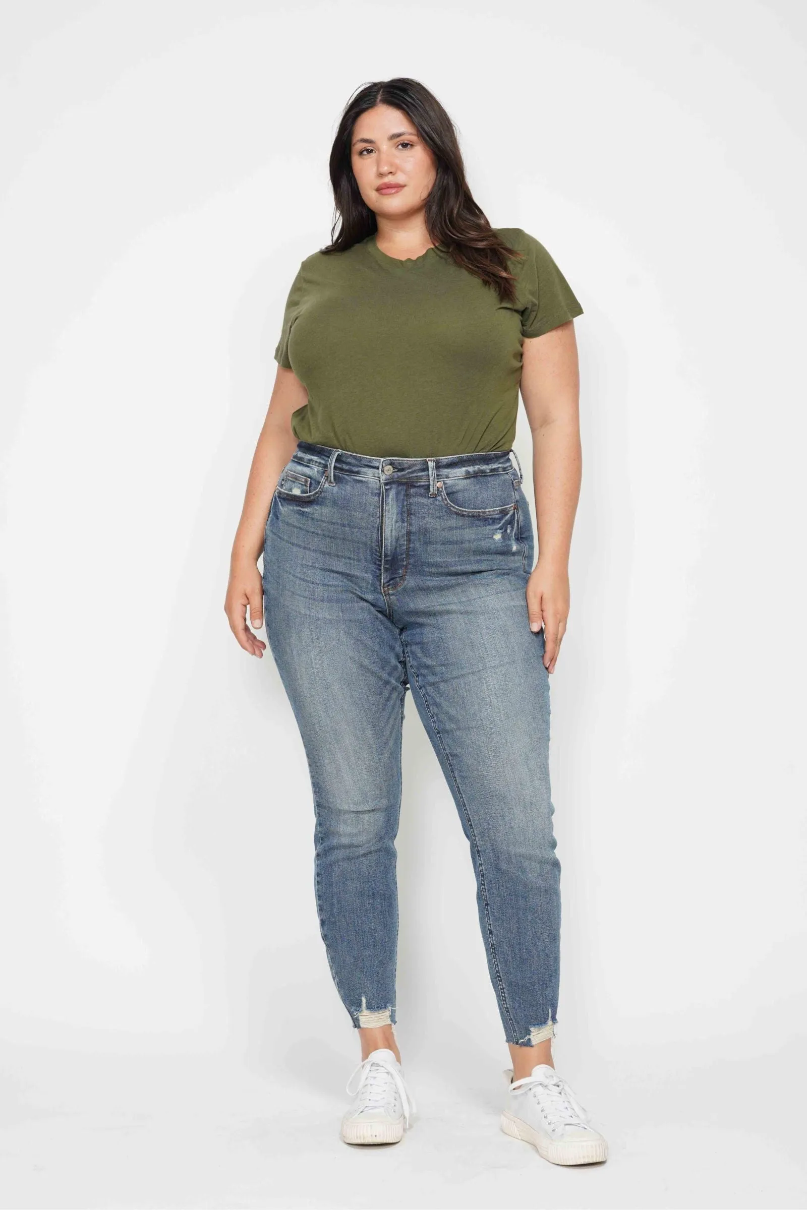 Judy Blue High Waist Tummy Control Vintage Wash Destroy Skinny Denim 88769