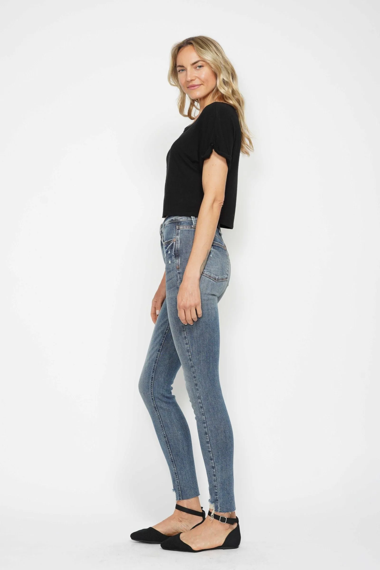 Judy Blue High Waist Tummy Control Vintage Wash Destroy Skinny Denim 88769