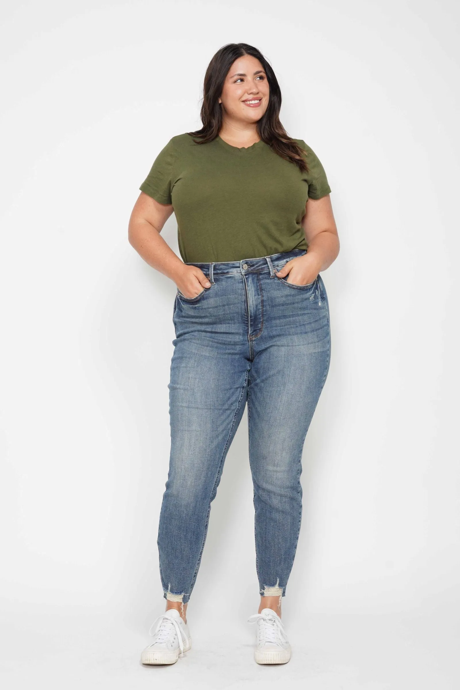 Judy Blue High Waist Tummy Control Vintage Wash Destroy Skinny Denim 88769