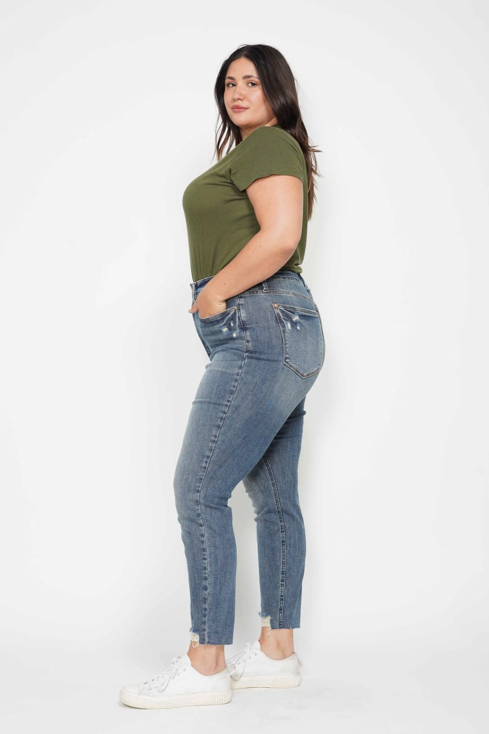 Judy Blue High Waist Tummy Control Vintage Wash Destroy Skinny Denim 88769