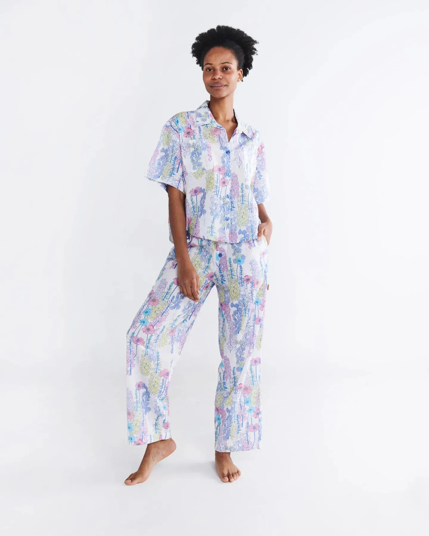 Kip & Co Foxglove Forever Organic Cotton Short Sleeve Shirt & Pant Pyjama Set