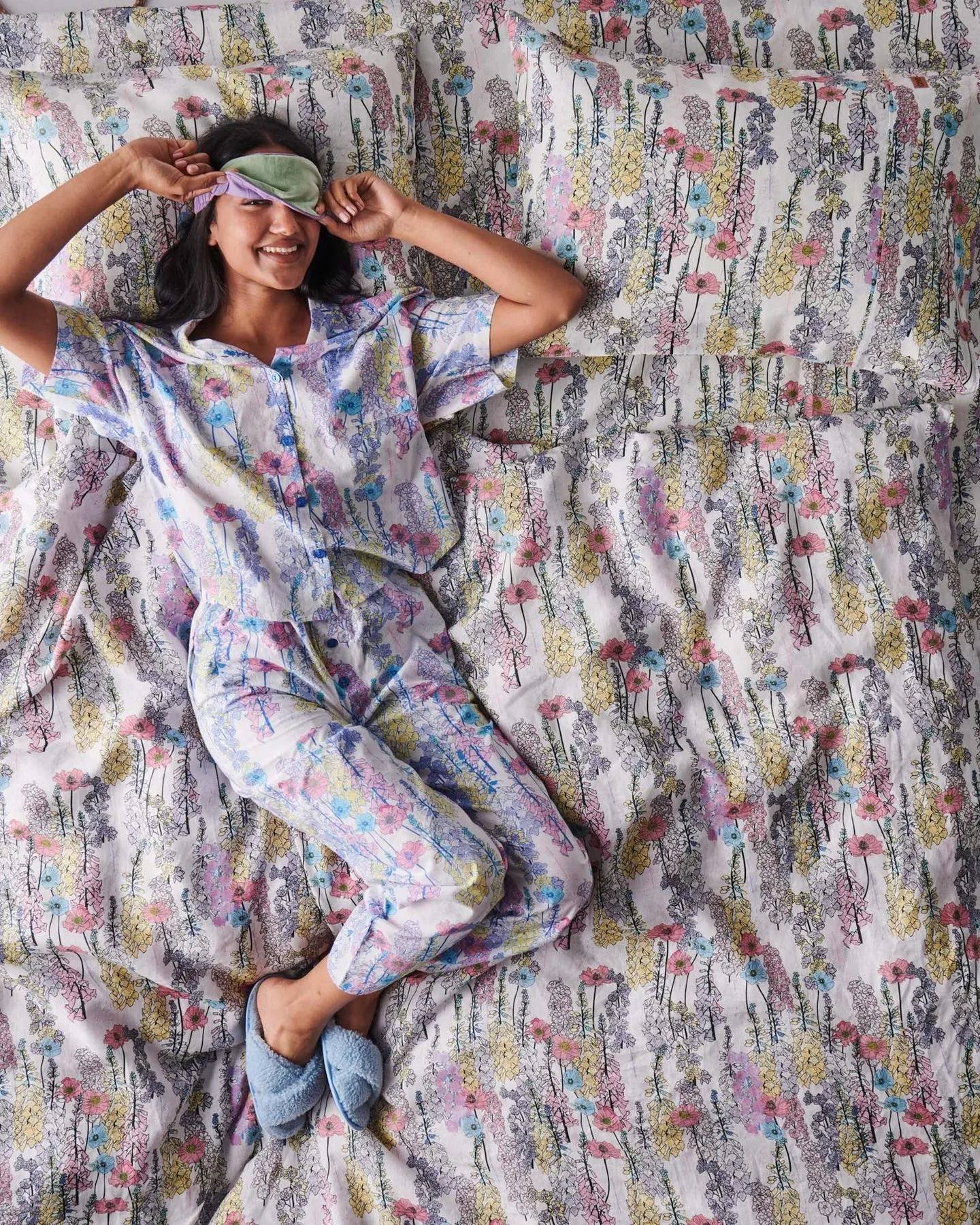 Kip & Co Foxglove Forever Organic Cotton Short Sleeve Shirt & Pant Pyjama Set