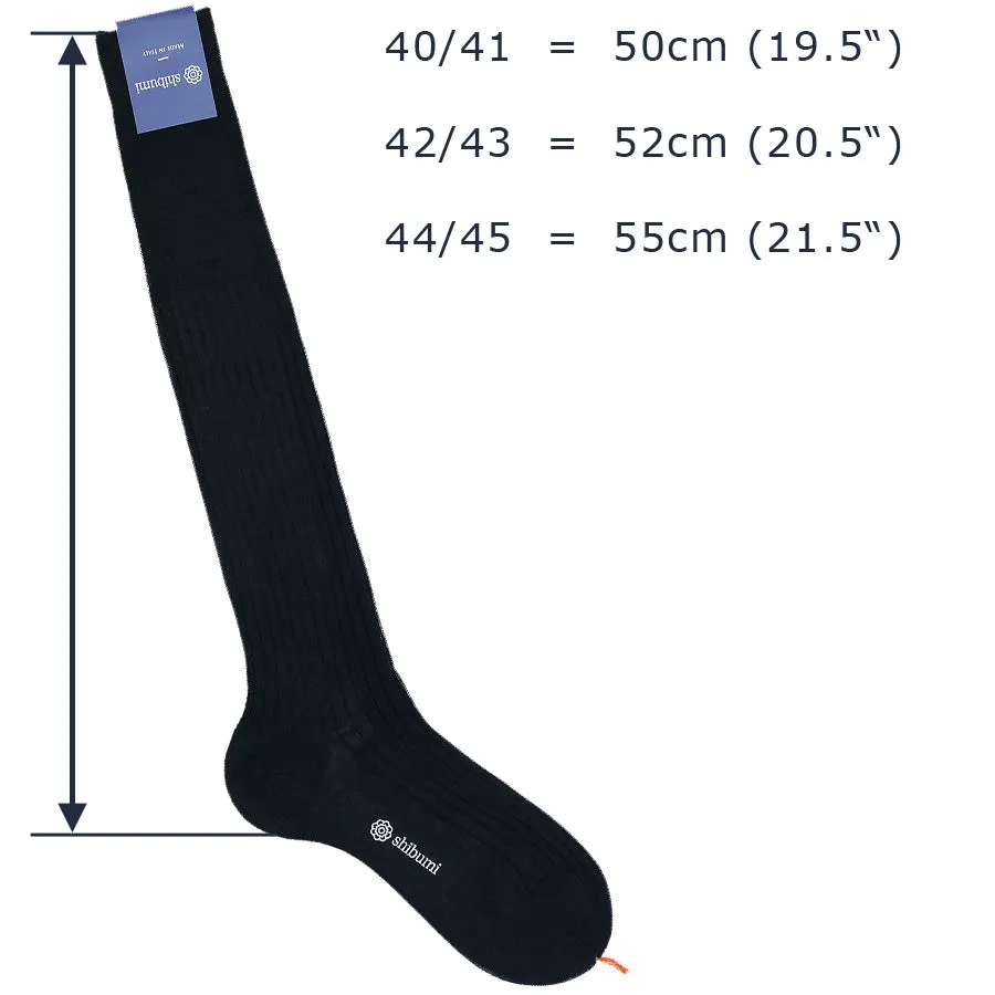 Knee Socks - Shadow Stripes - Navy / Green - Pure Cotton