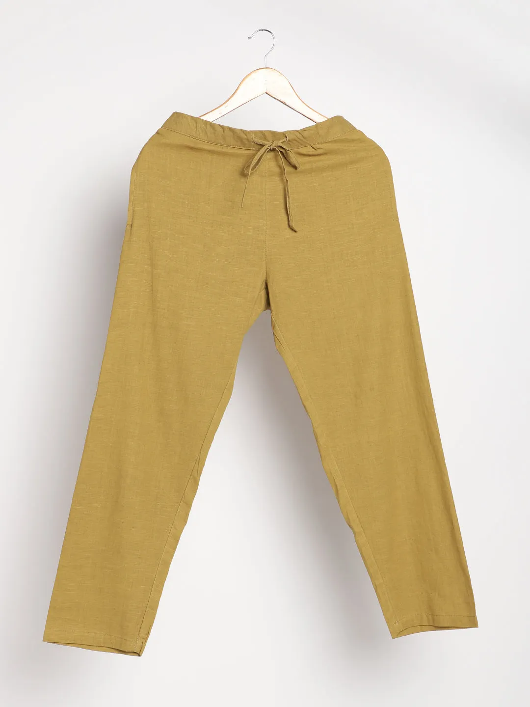 LivBio Women's Pants | Henna Green | 100% Organic Cotton | Naturally Dyed | Hand Spun and Hand Woven Trousers | Relaxed Fit