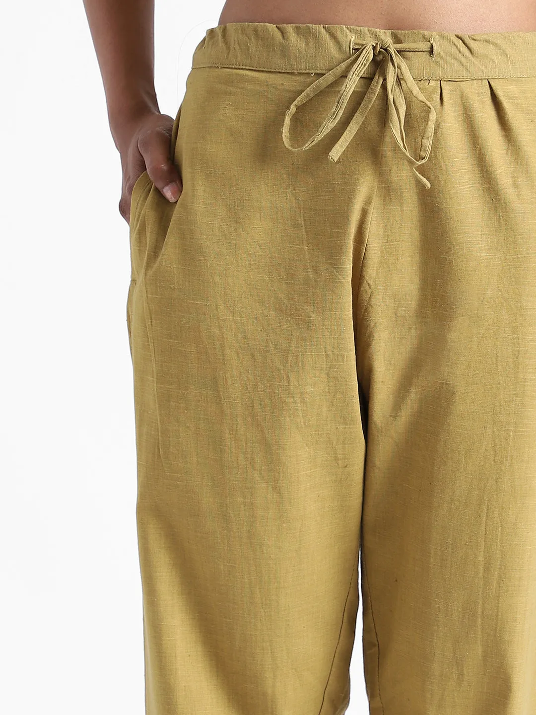 LivBio Women's Pants | Henna Green | 100% Organic Cotton | Naturally Dyed | Hand Spun and Hand Woven Trousers | Relaxed Fit