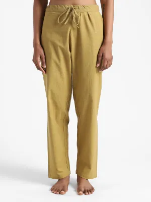 LivBio Women's Pants | Henna Green | 100% Organic Cotton | Naturally Dyed | Hand Spun and Hand Woven Trousers | Relaxed Fit