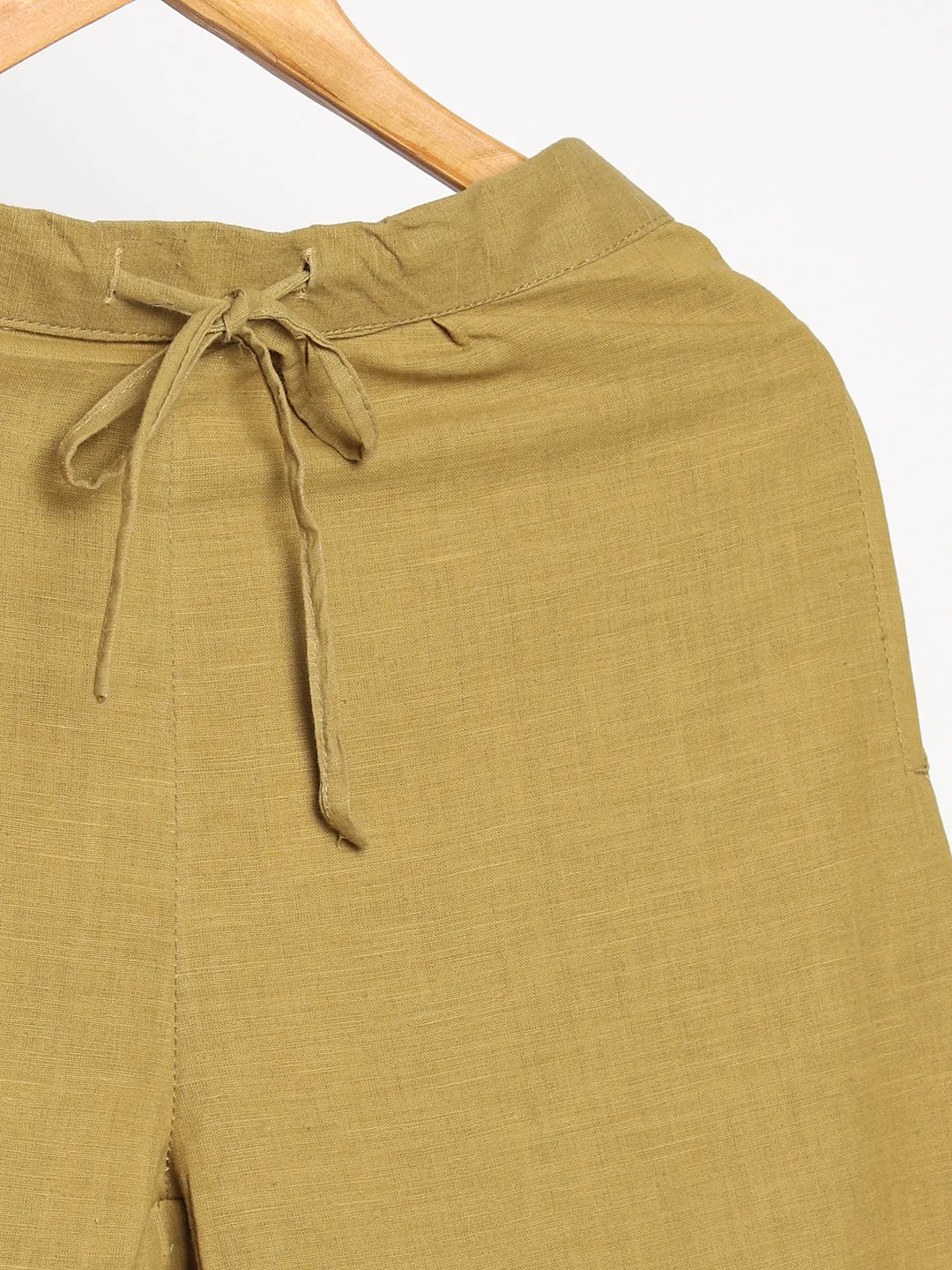 LivBio Women's Pants | Henna Green | 100% Organic Cotton | Naturally Dyed | Hand Spun and Hand Woven Trousers | Relaxed Fit