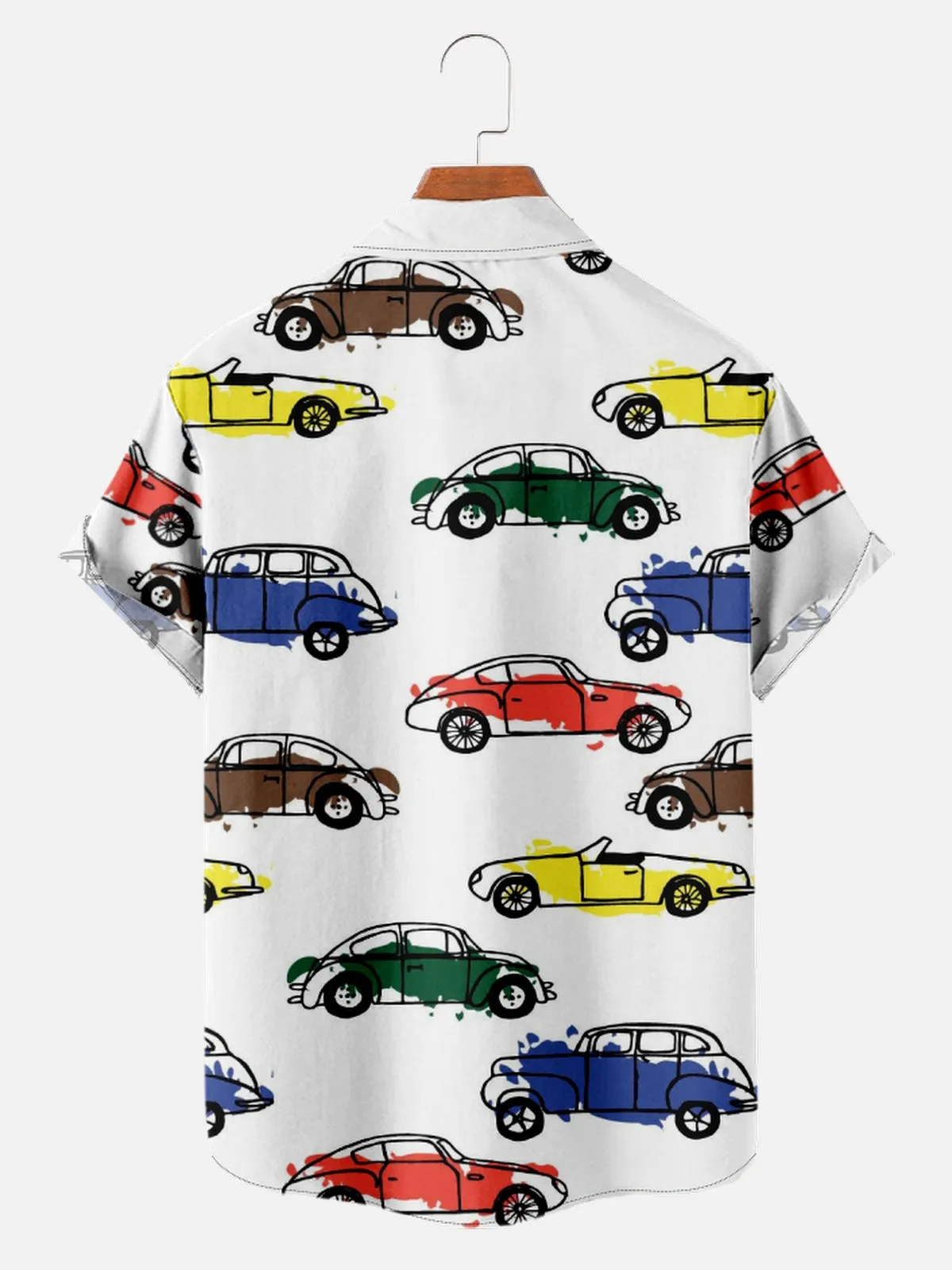 Men's Classic Car Print Short Sleeve Shirt