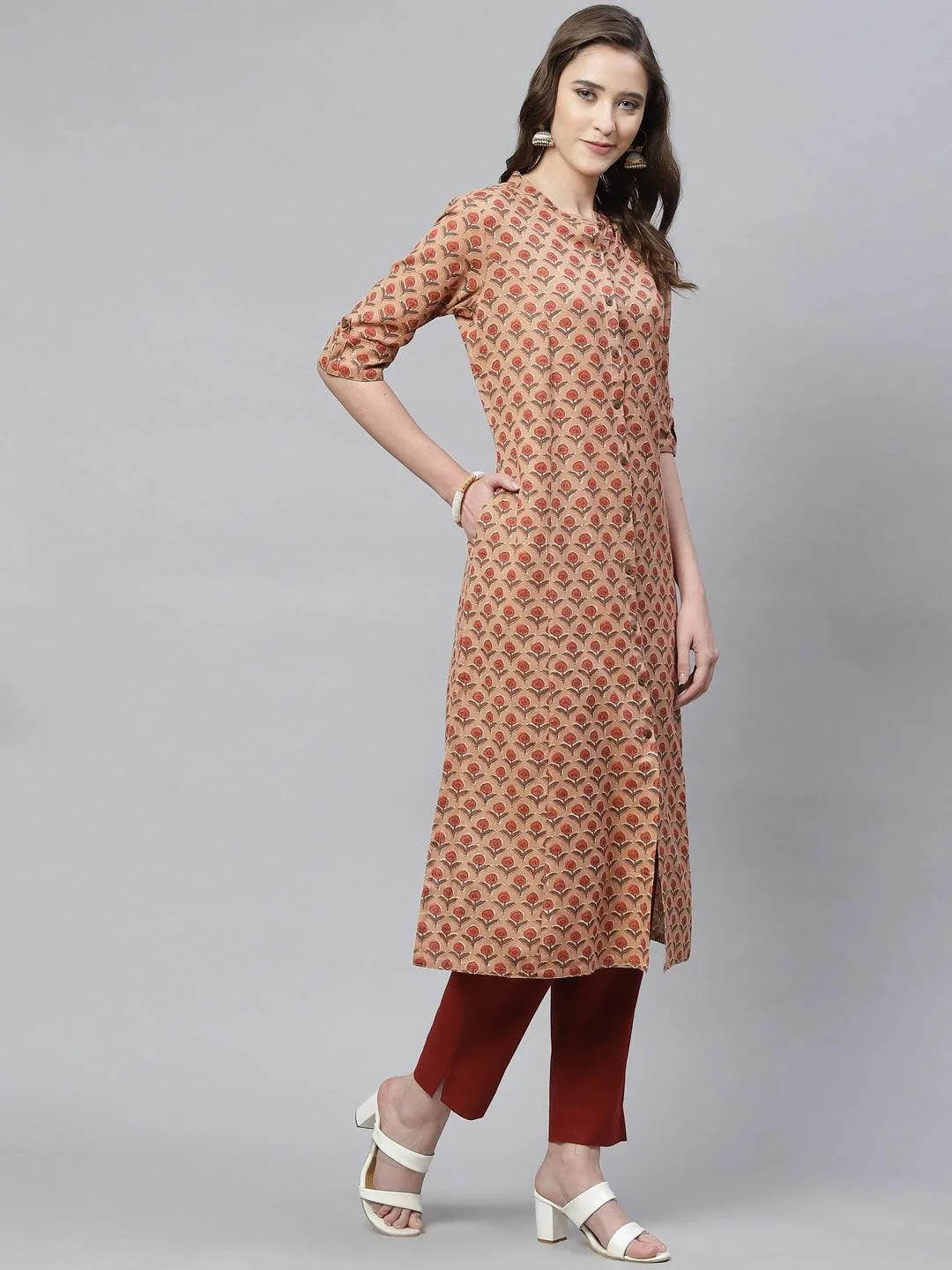 Peach Cotton Flex Kurta