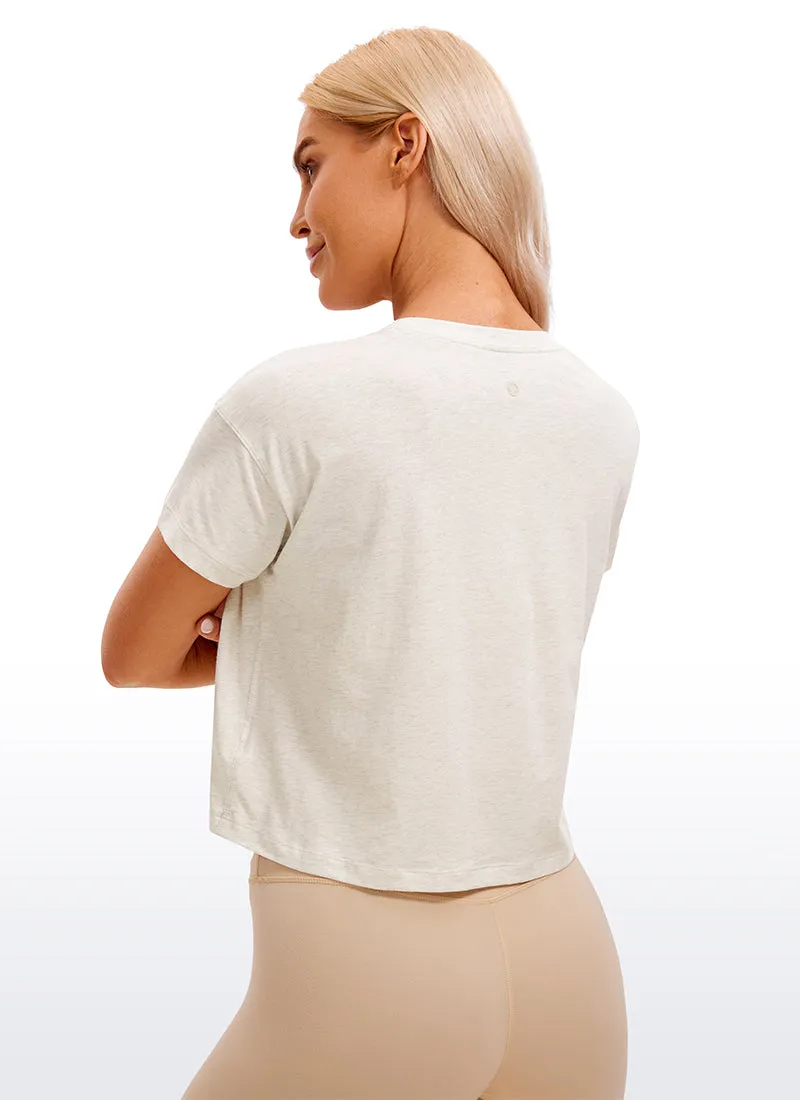 Pima Cotton Short Sleeves Cropped Crew Neck