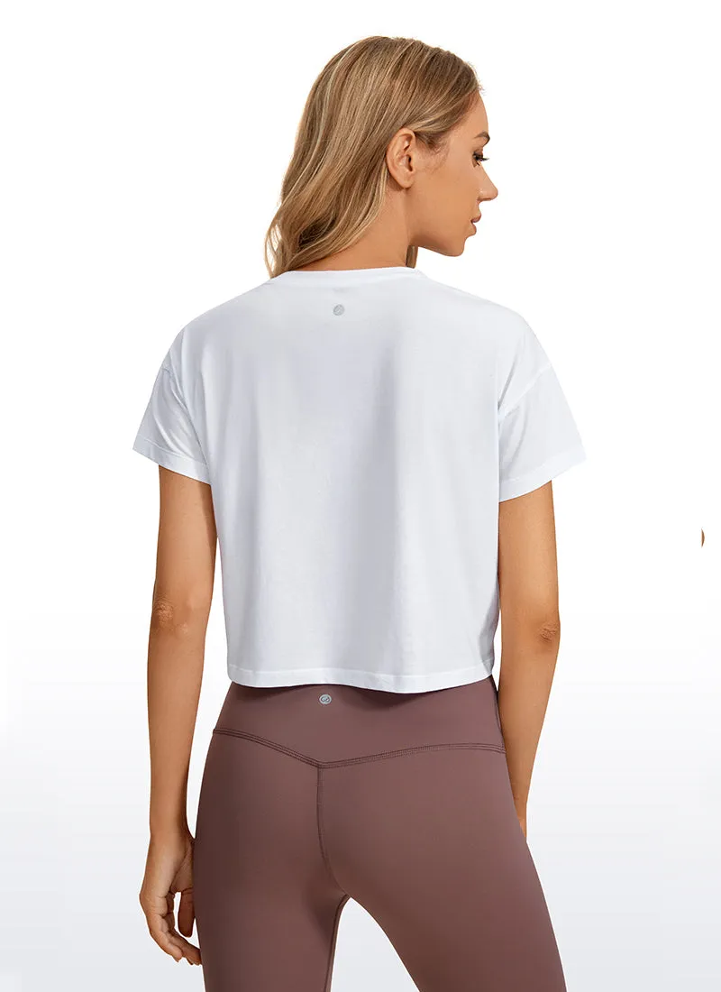 Pima Cotton Short Sleeves Cropped Crew Neck