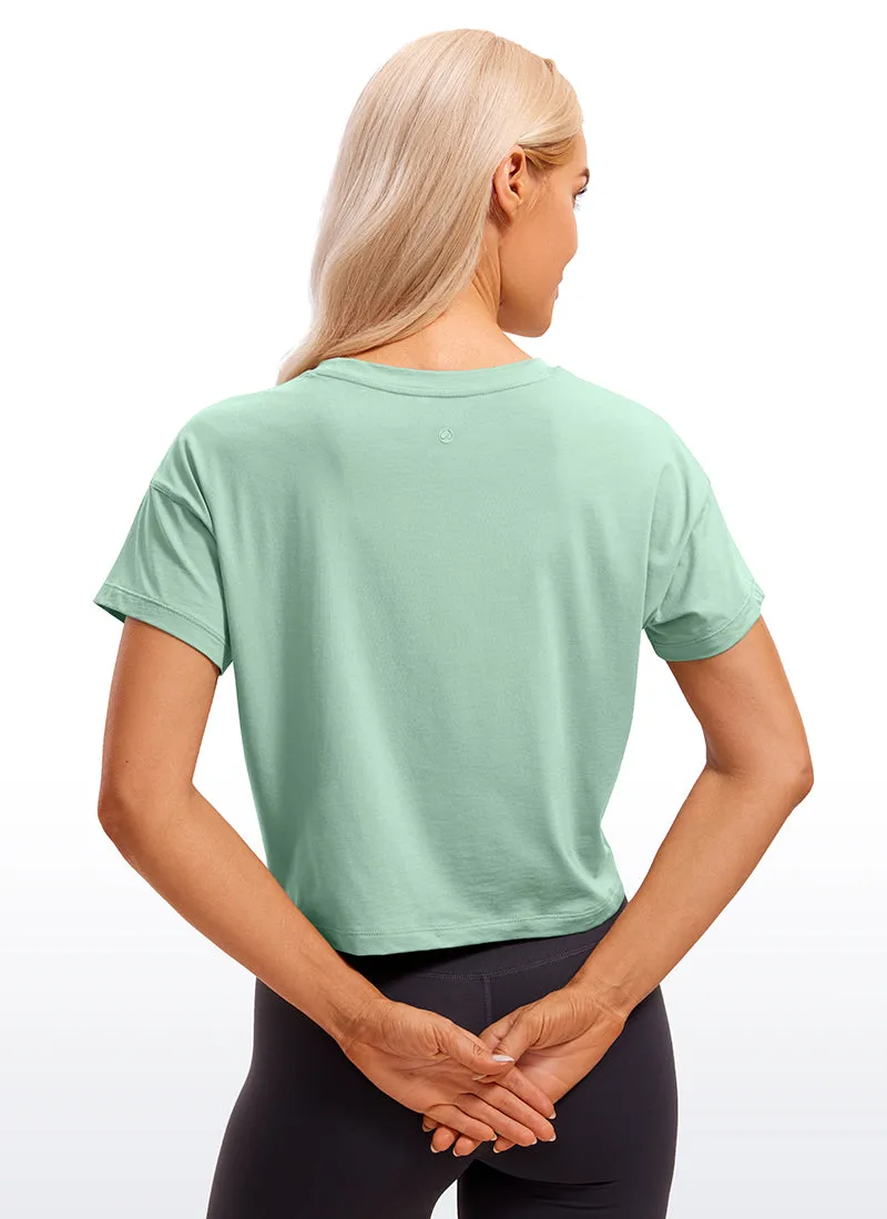 Pima Cotton Short Sleeves Cropped Crew Neck