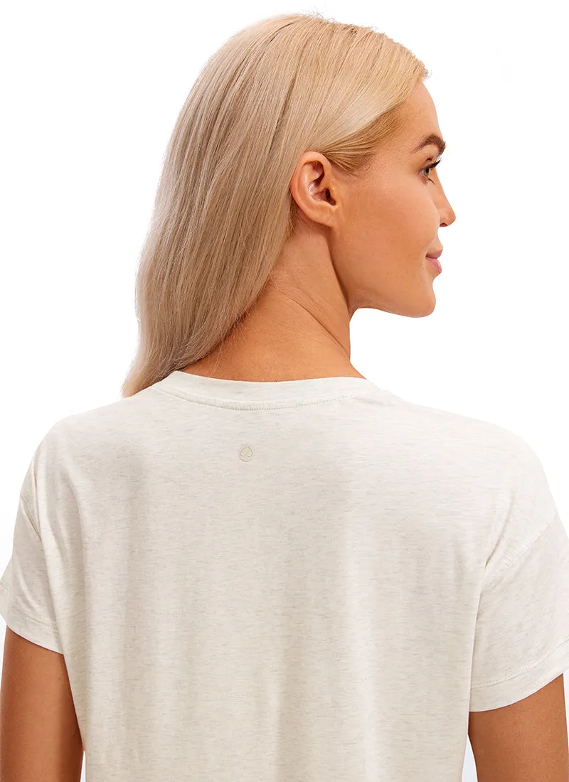 Pima Cotton Short Sleeves Cropped Crew Neck